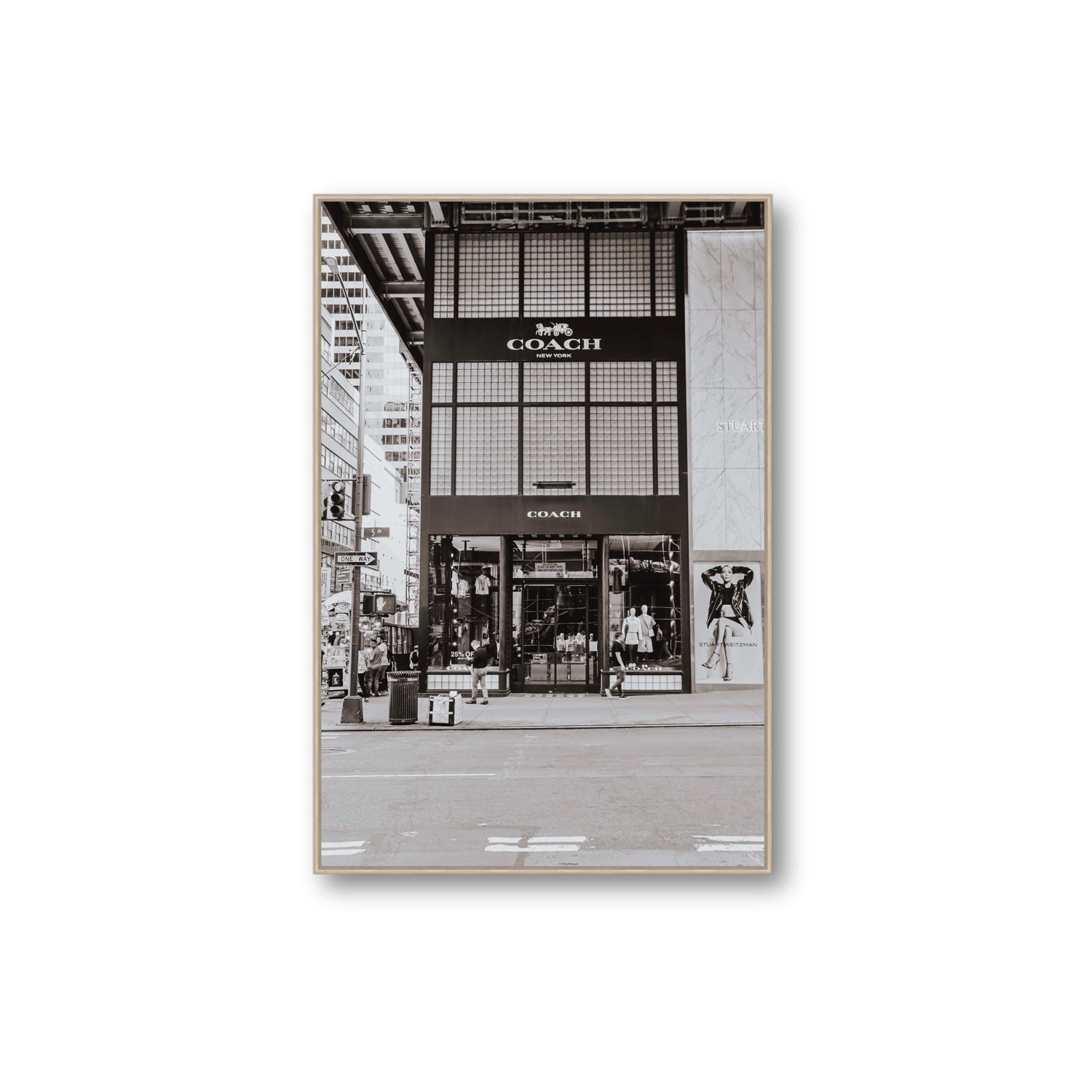 Coach Uptown fine art print, New York, United States, Extra Large, Natural Oak Float Frame, Fine Art Canvas