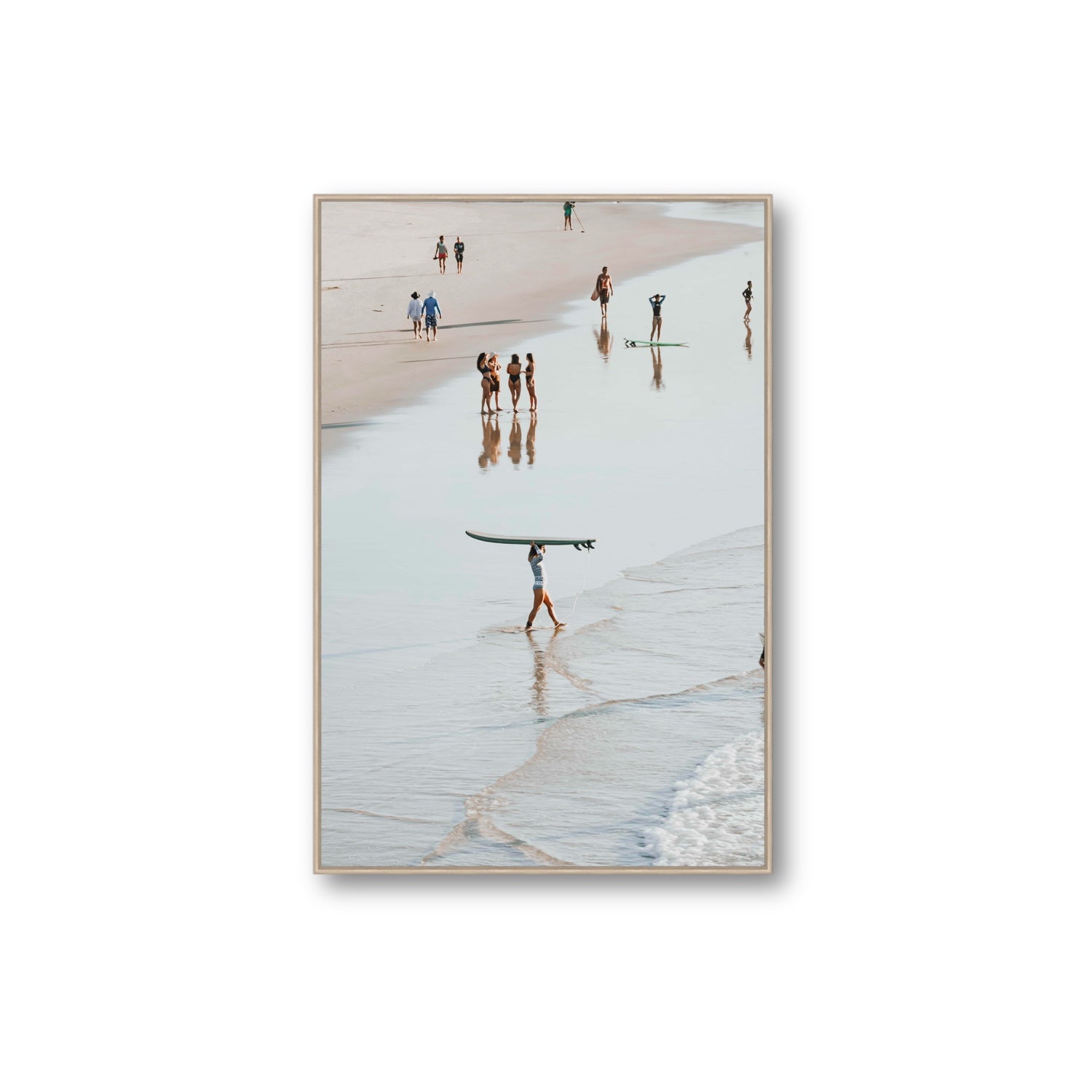 Bailey Byron Bay beach coastal decor wall art Extra Large fine art canvas in natural oak float frame