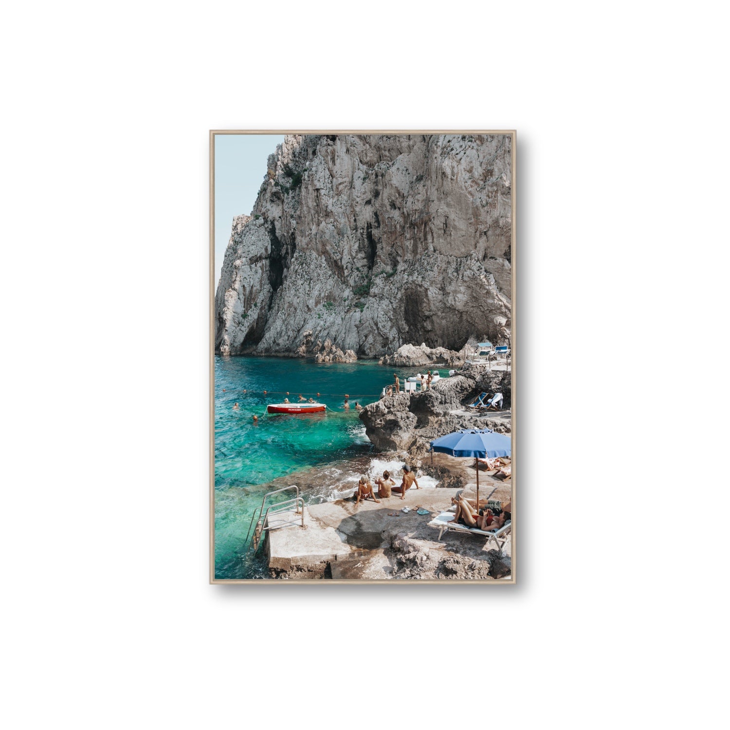 Tranquility fine art print, Capri, Italy, Extra Large, Natural Oak Float Frame, Fine Art Canvas