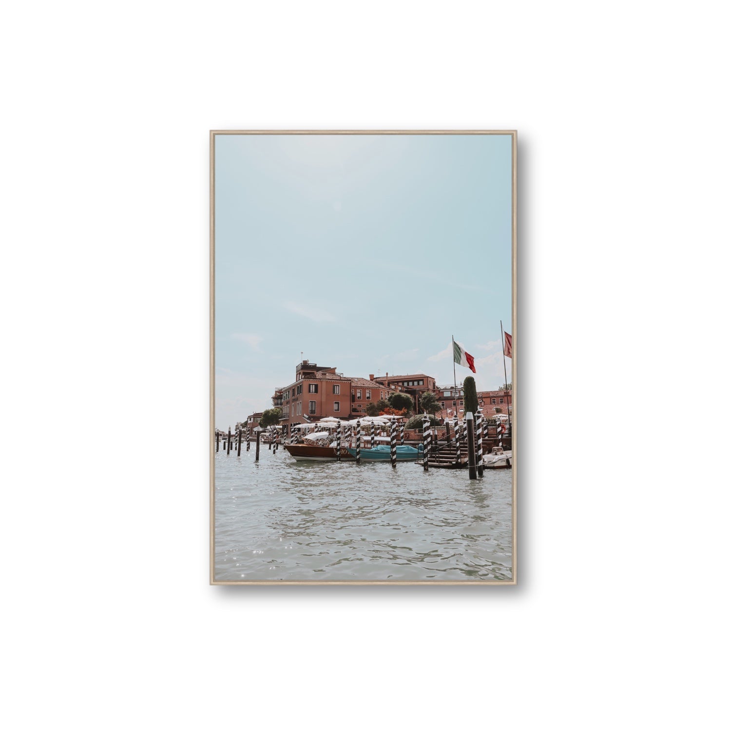 Giudecca Island Venice wall art Extra Large fine art canvas in natural oak float frame