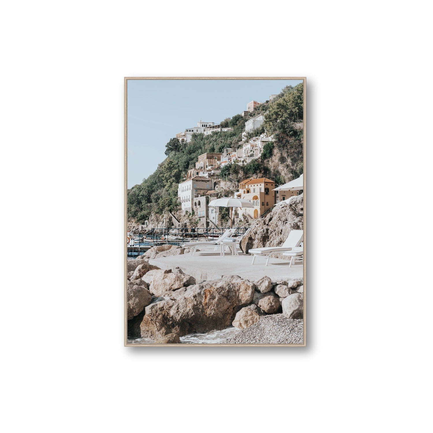 Dolce Coast Amalfi travel photography wall art extra large fine art canvas in natural oak float frame