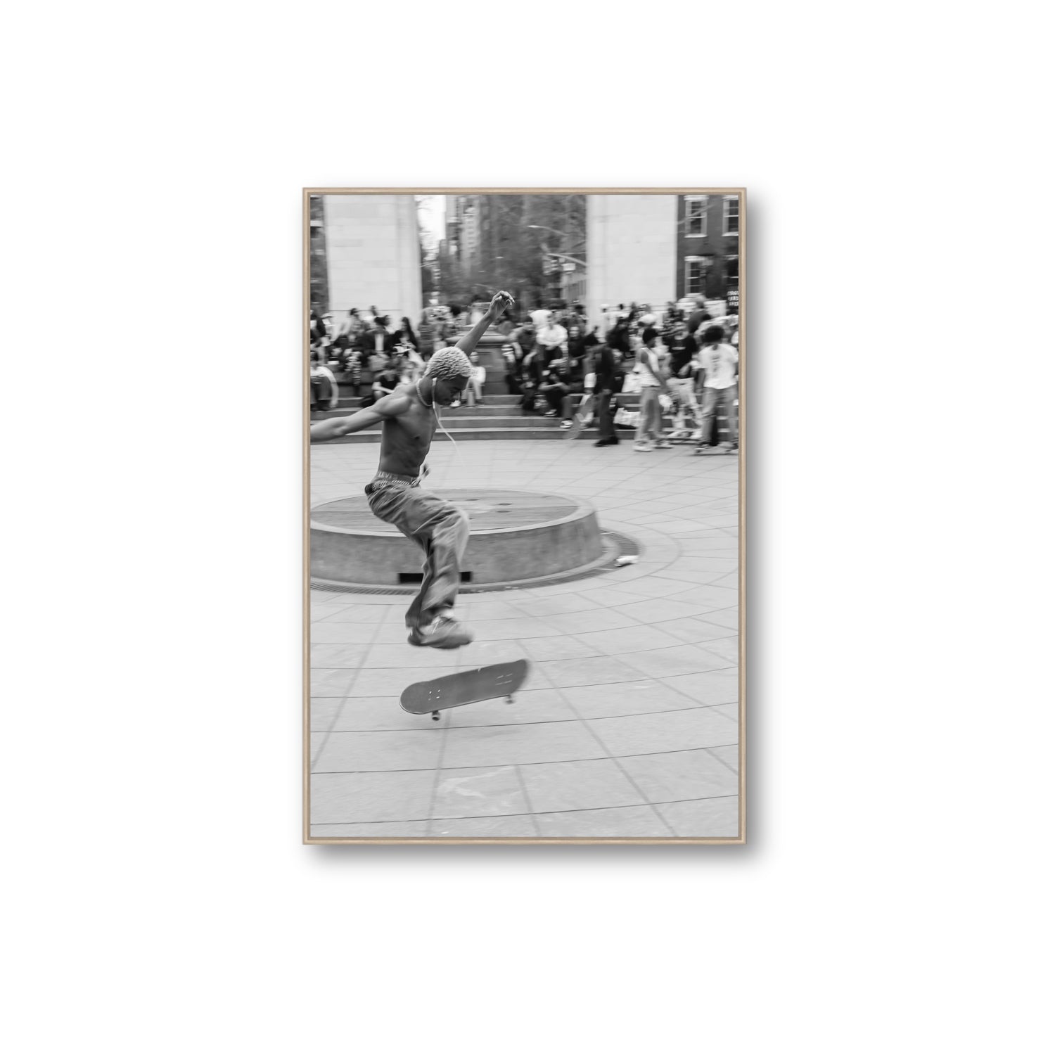 Airborne Rhythms New York NYC Black & White wall art Extra Large fine art canvas in natural oak float frame