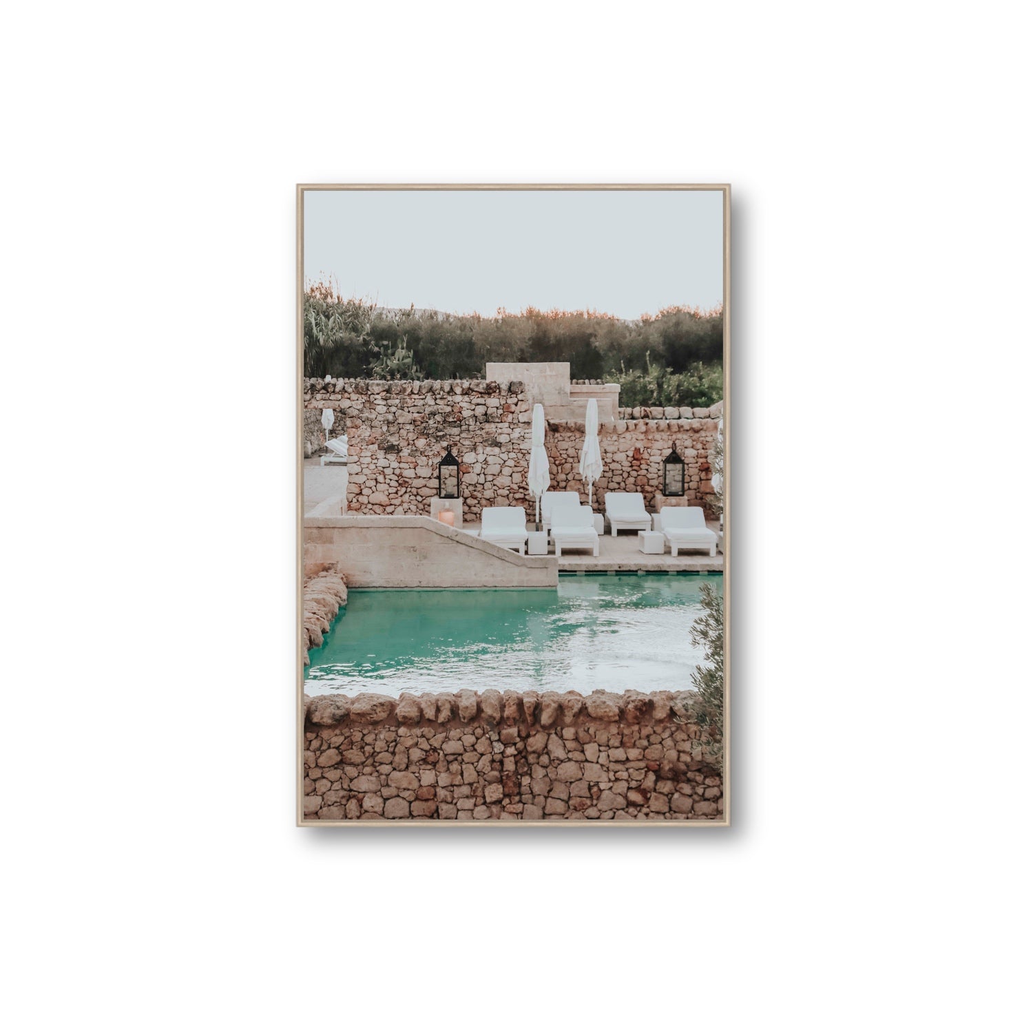 Stone Refuge fine art print, Puglia, Italy, Extra Large, Natural Oak Float Frame, Fine Art Canvas