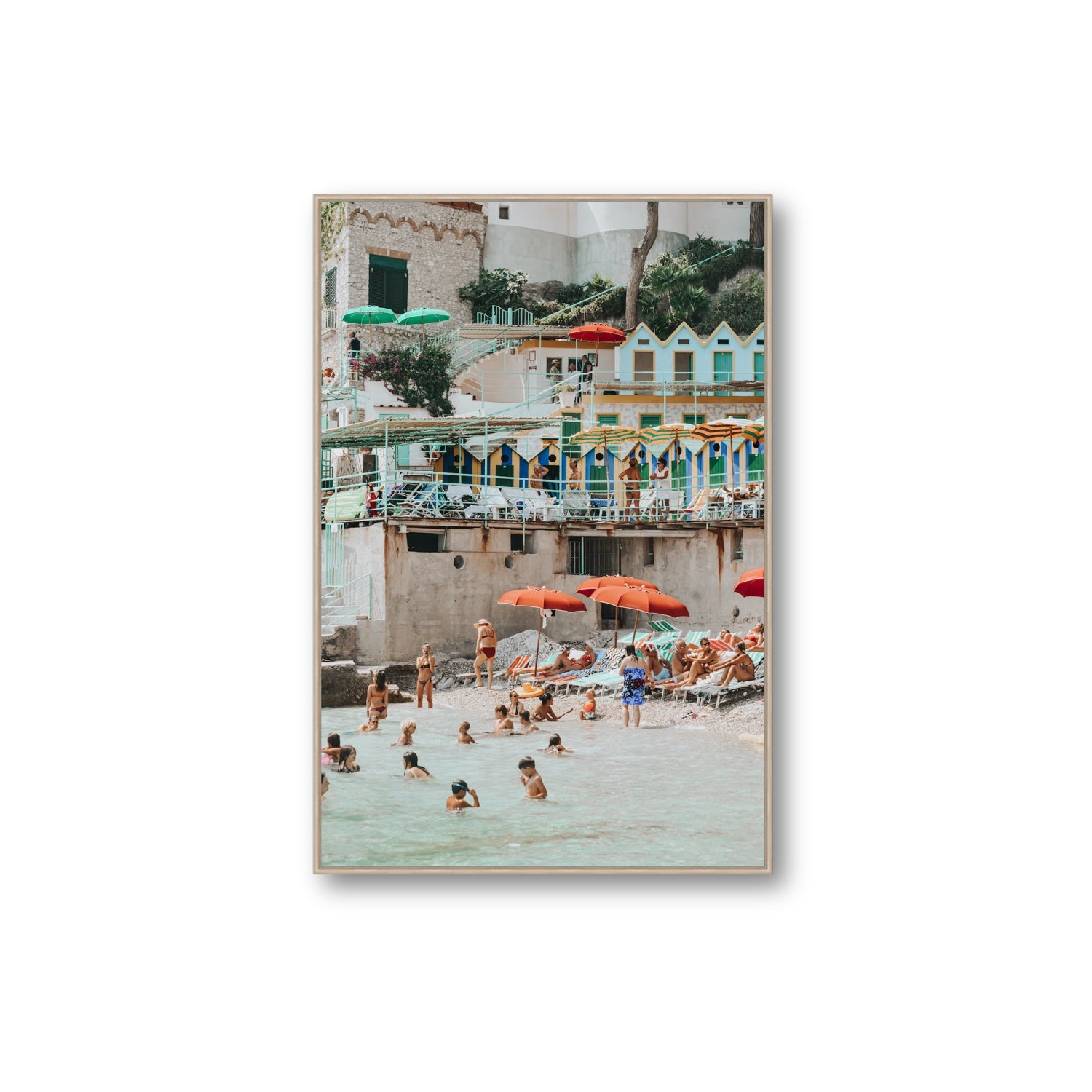 Kaleidoscope fine art print, Capri, Italy, Extra Large, Natural Oak Float Frame, Fine Art Canvas
