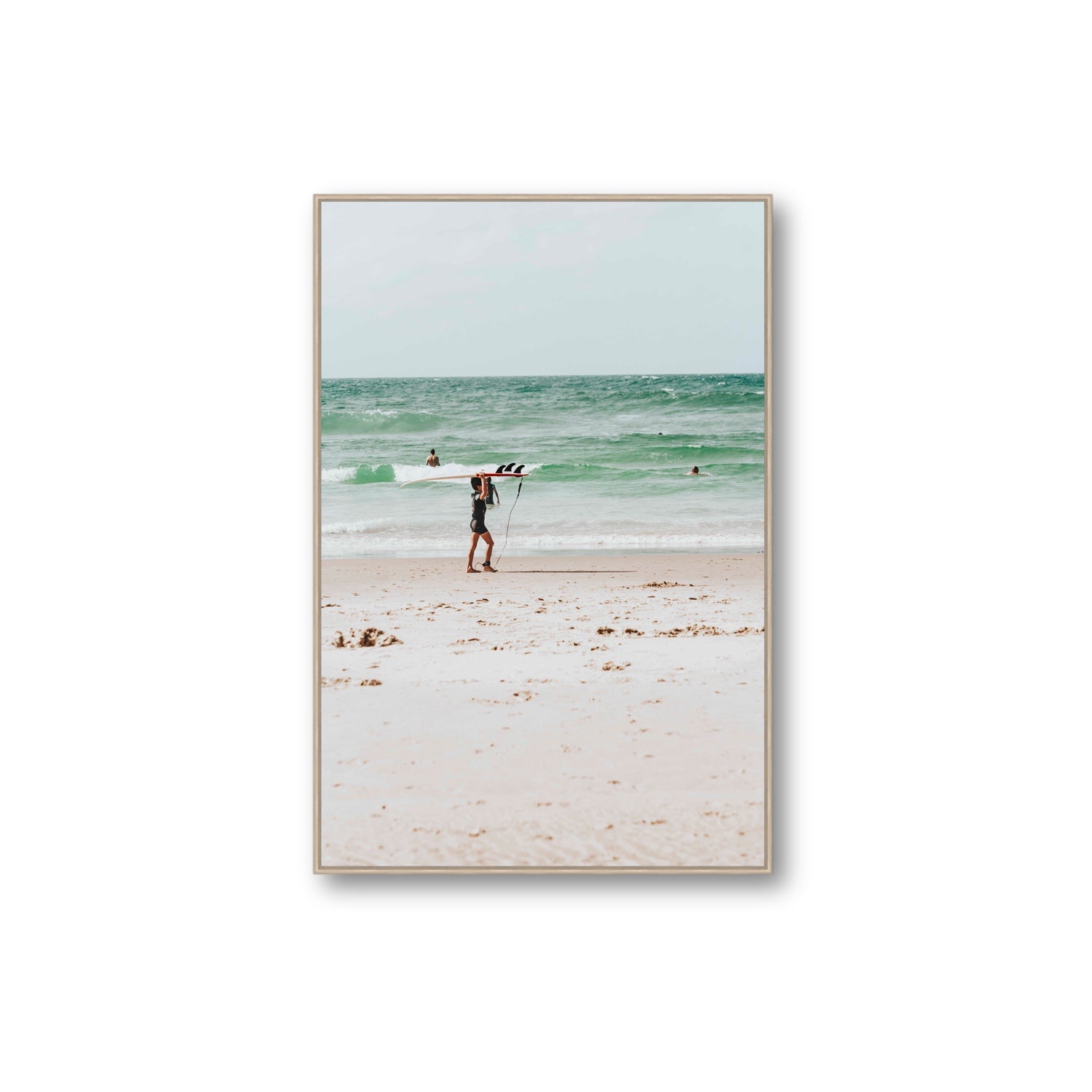 Grommet Byron Bay Surf coastal wall art Extra Large fine art canvas in natural oak float frame