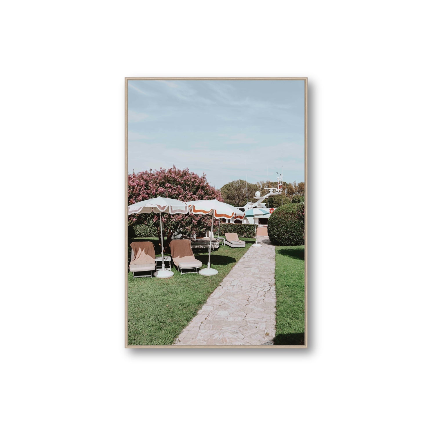 A Bellini Awaits Venice Italian wall art Extra Large fine art canvas in natural oak float frame