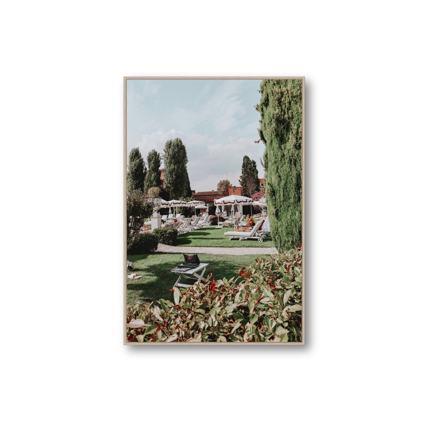 Private Serenity Venice Italian wall art Extra Large fine art canvas in natural oak float frame