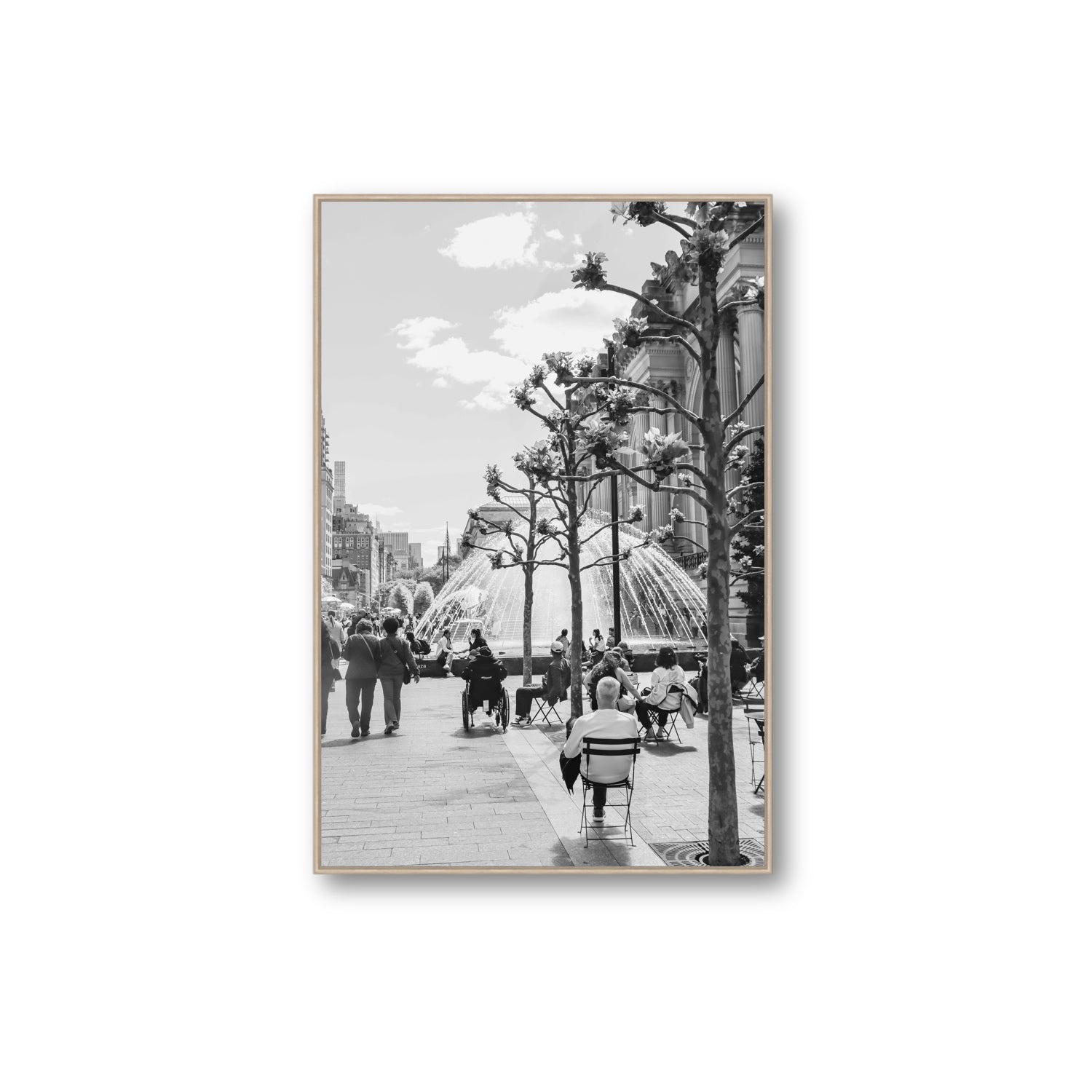 Luminary Noir New York NYC Black & White wall art Extra Large fine art canvas in natural oak float frame