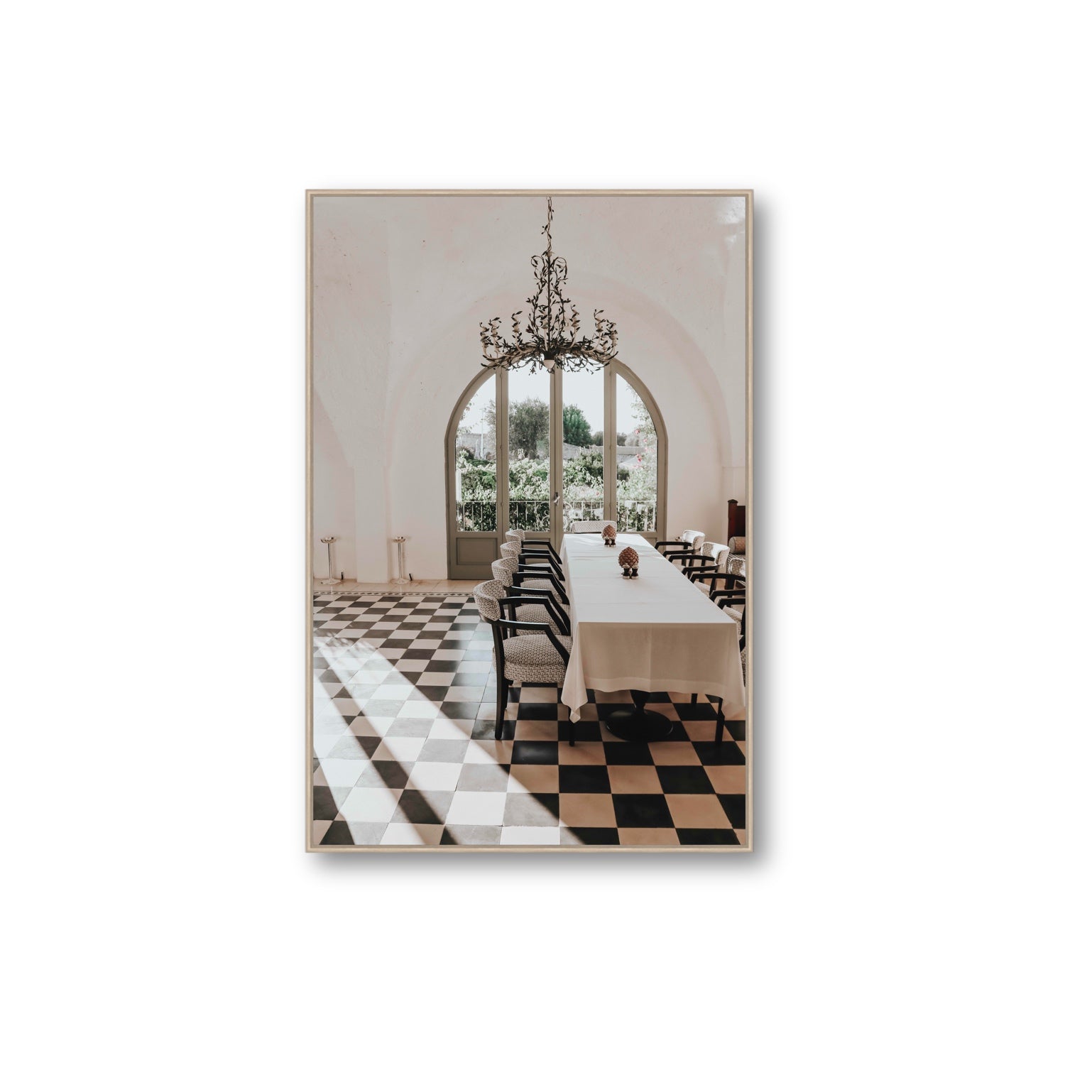Sunbeam Feast Puglia Wall Italian fine art print Extra Large fine art canvas in natural oak float frame