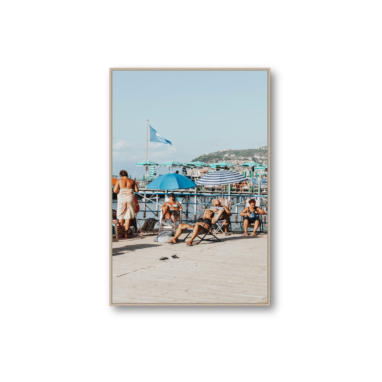 The Golden Years Sorrento Italian wall art Extra Large fine art canvas in natural oak float frame