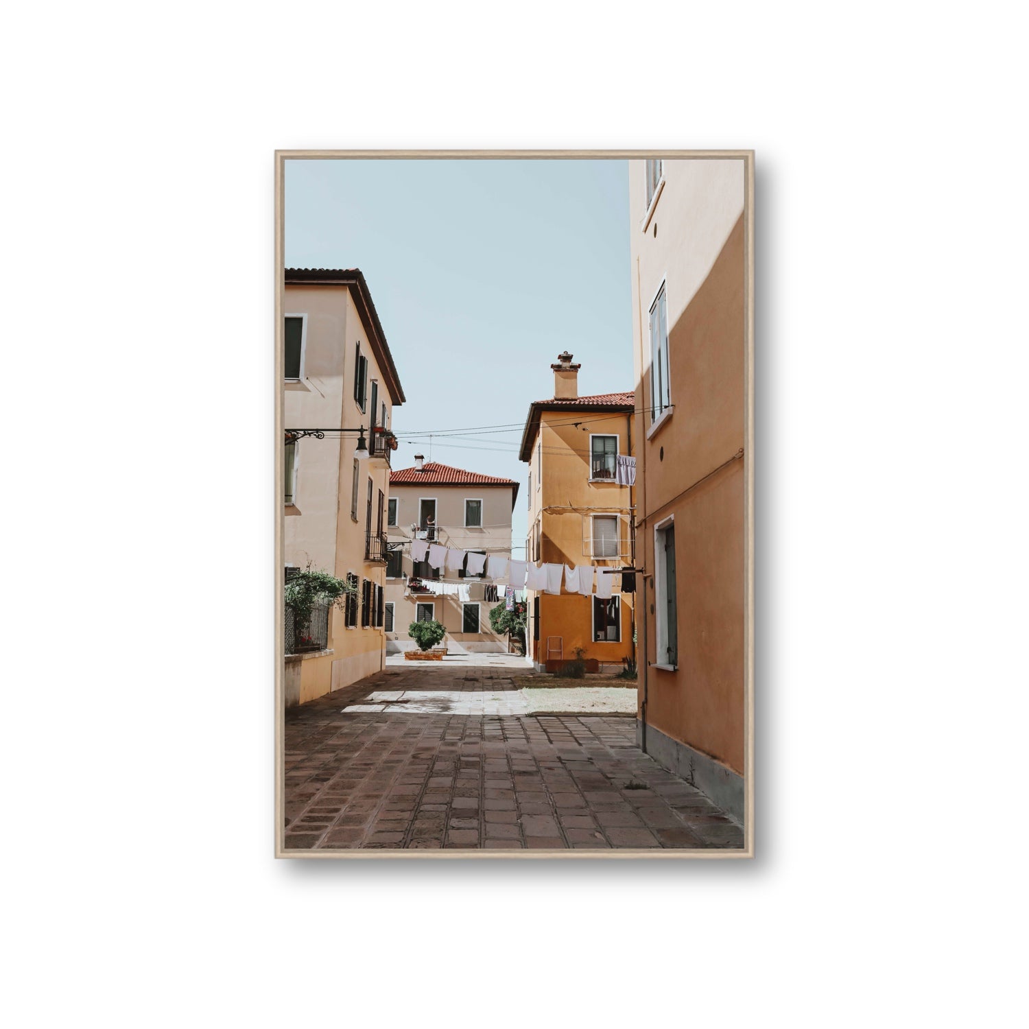 Terraferma Venice Italian wall art Giant fine art canvas in natural oak float frame