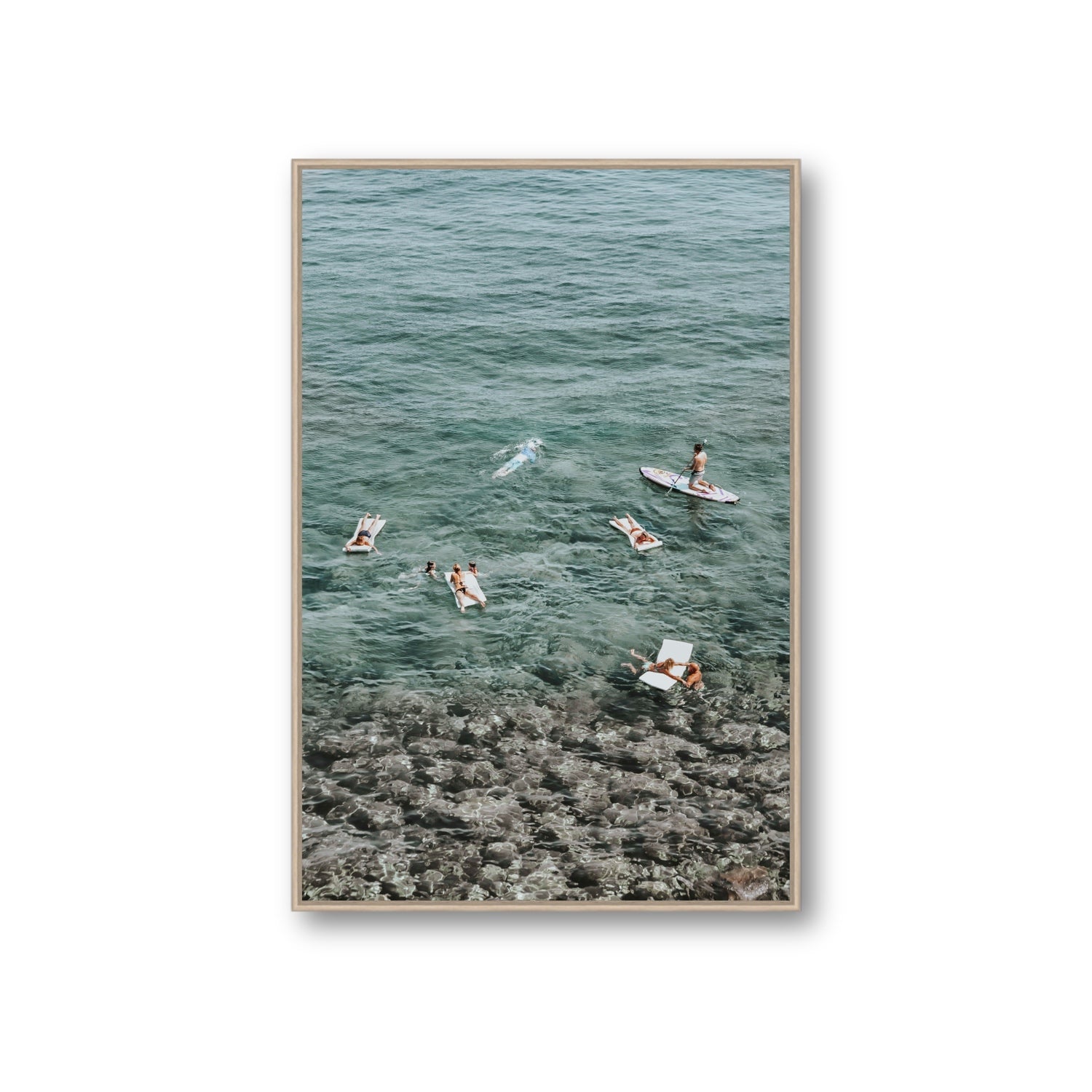 The Big Chill Tuscany coastal Italian wall art Giant fine art canvas in natural oak float frame