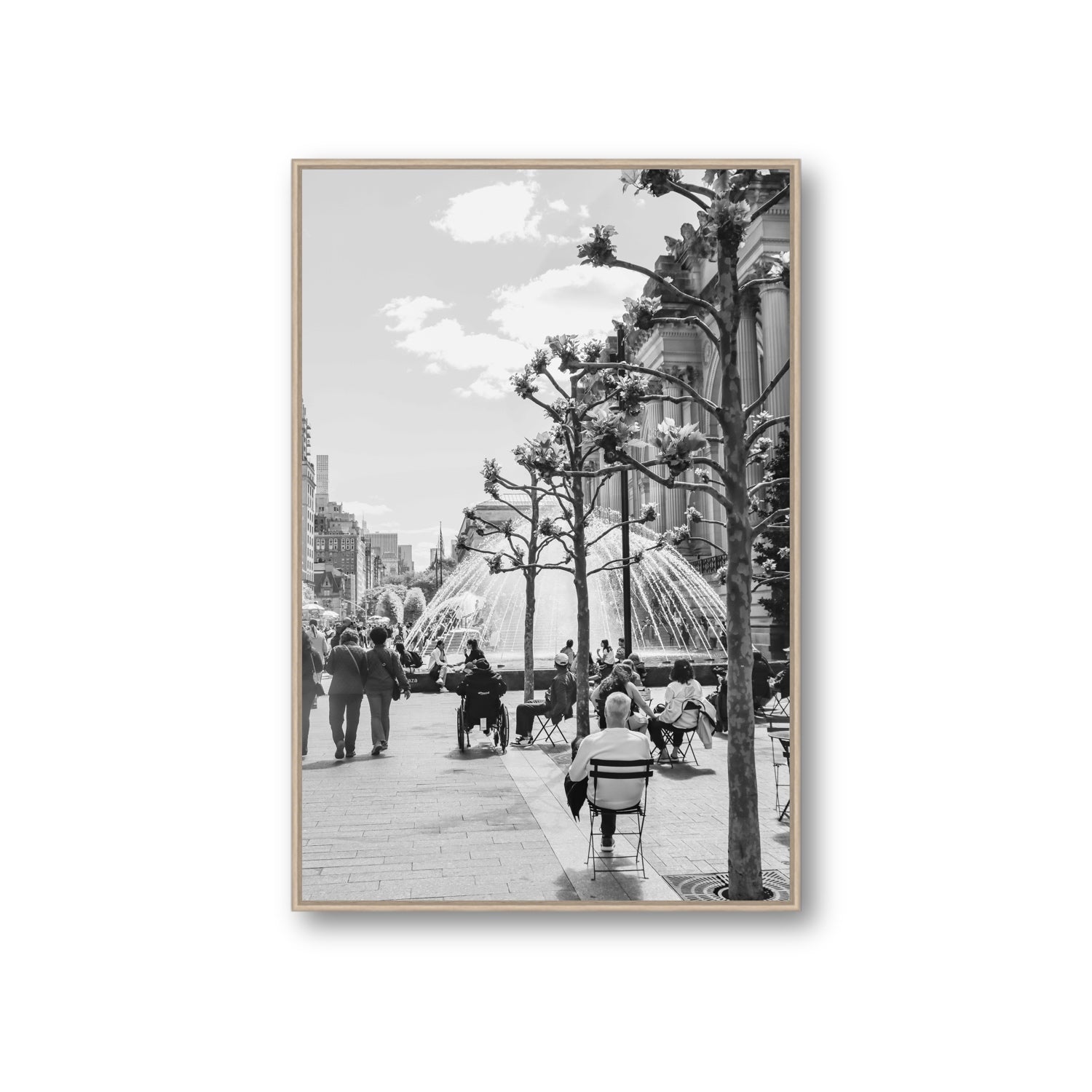 Luminary Noir New York NYC Black & White wall art Giant fine art canvas in natural oak float frame