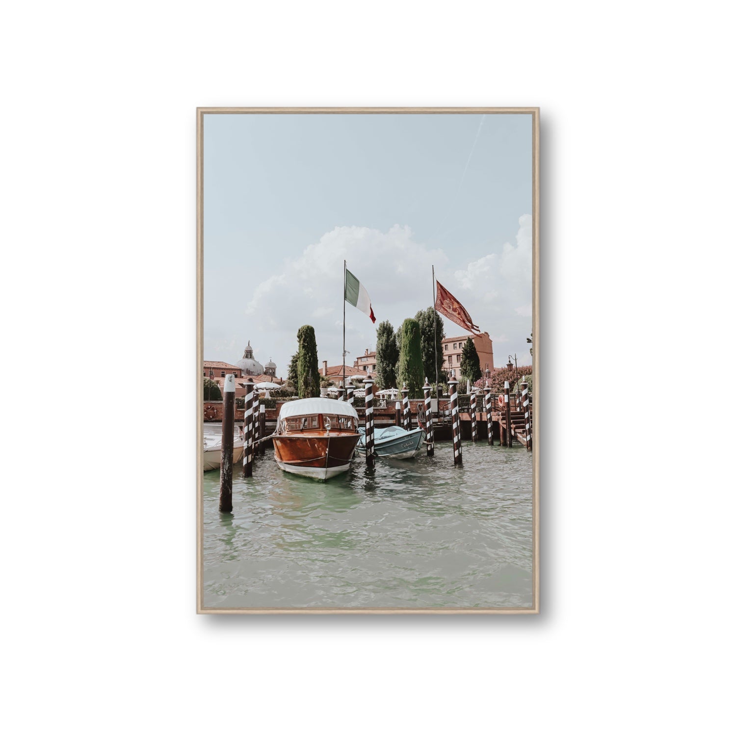 Cipriani Venice wall art Giant fine art canvas in natural oak float frame