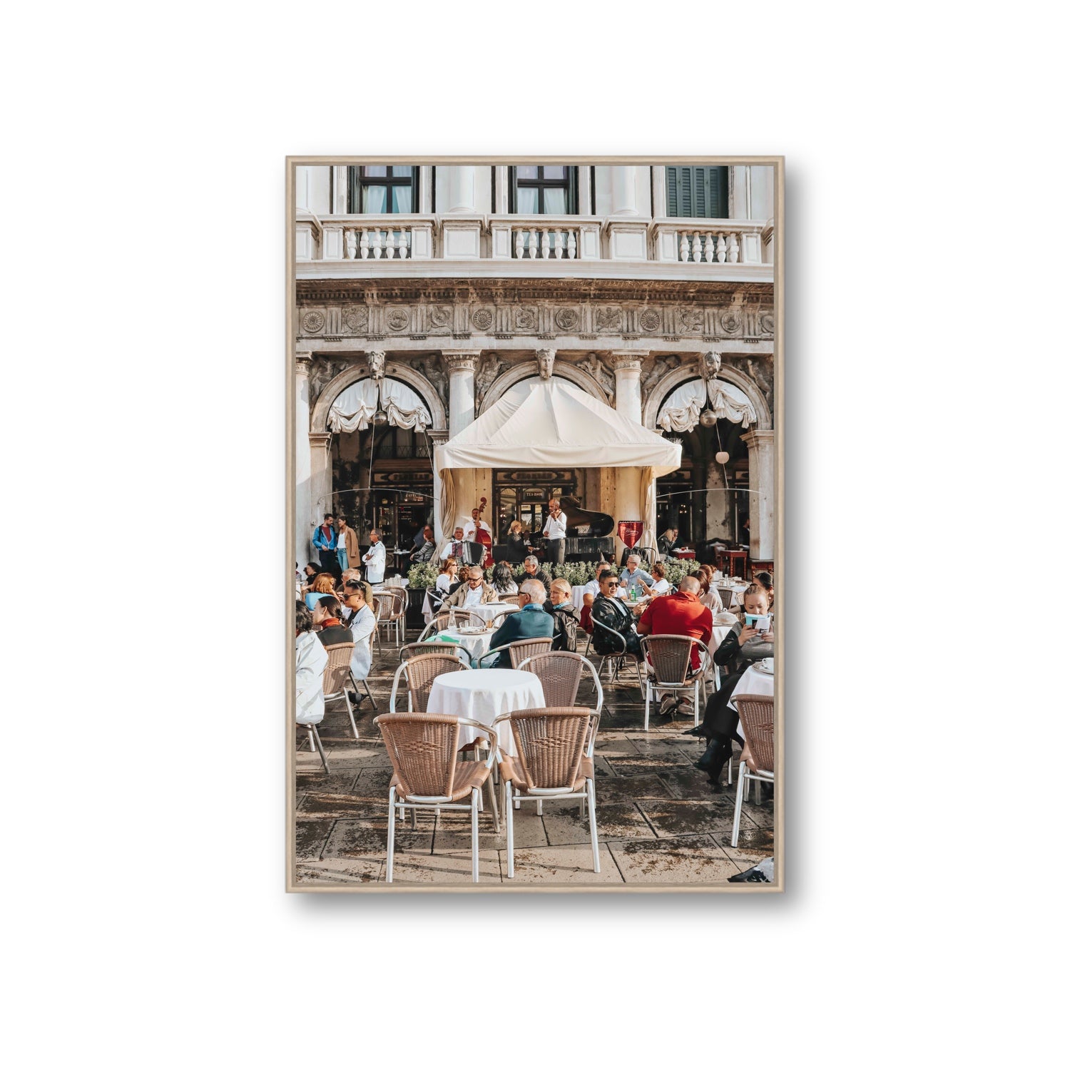 Piazza San Marco Venice Italian wall art Giant fine art canvas in natural oak float frame