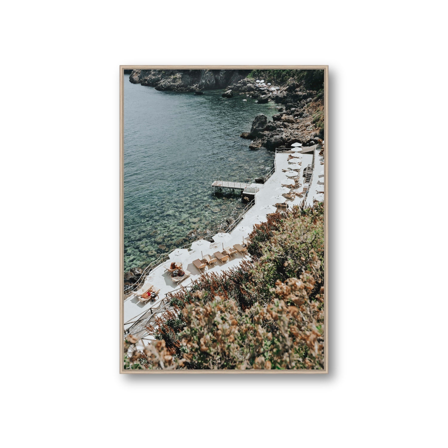 Go Beyond The Postcard Tuscany coastal wall art Giant fine art canvas in natural oak float frame