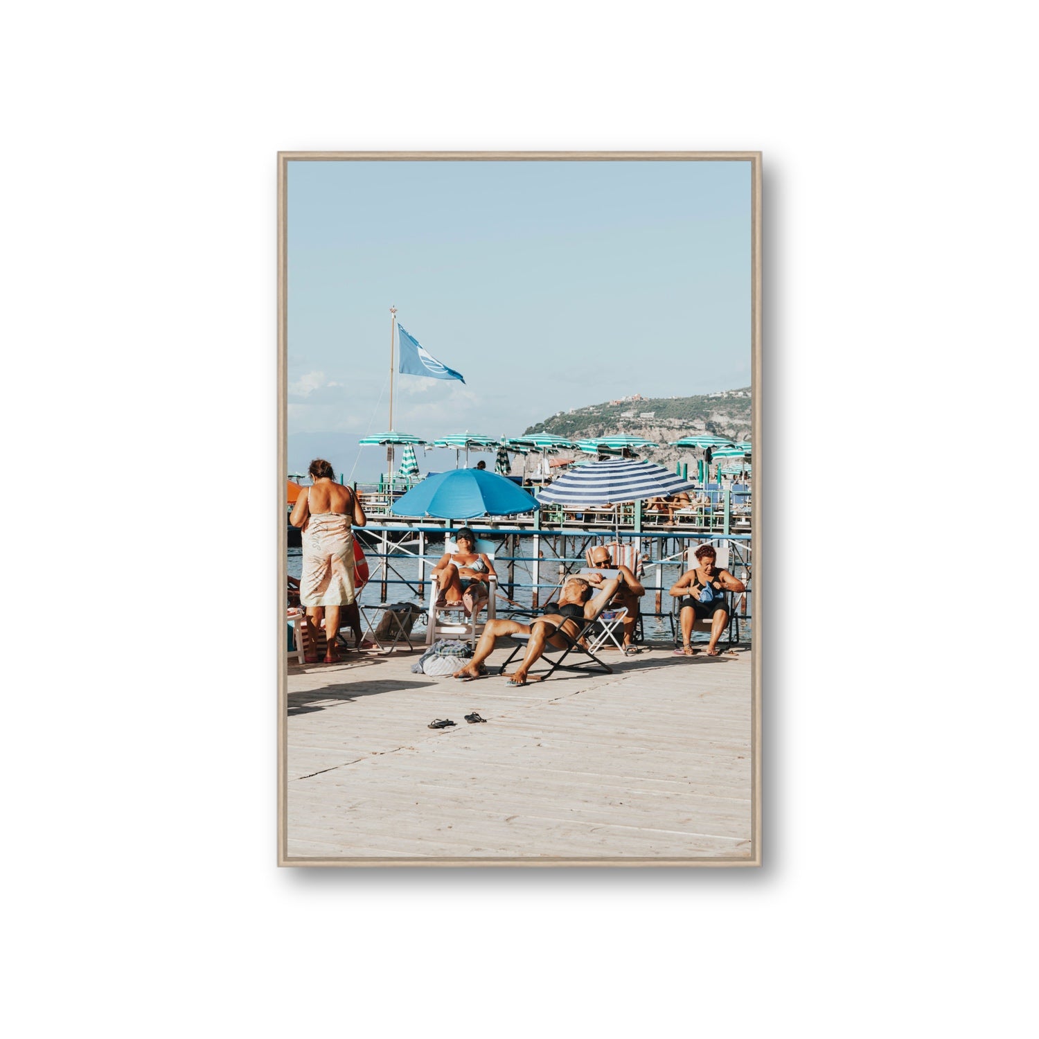 The Golden Years Sorrento Italian wall art Giant fine art canvas in natural oak float frame