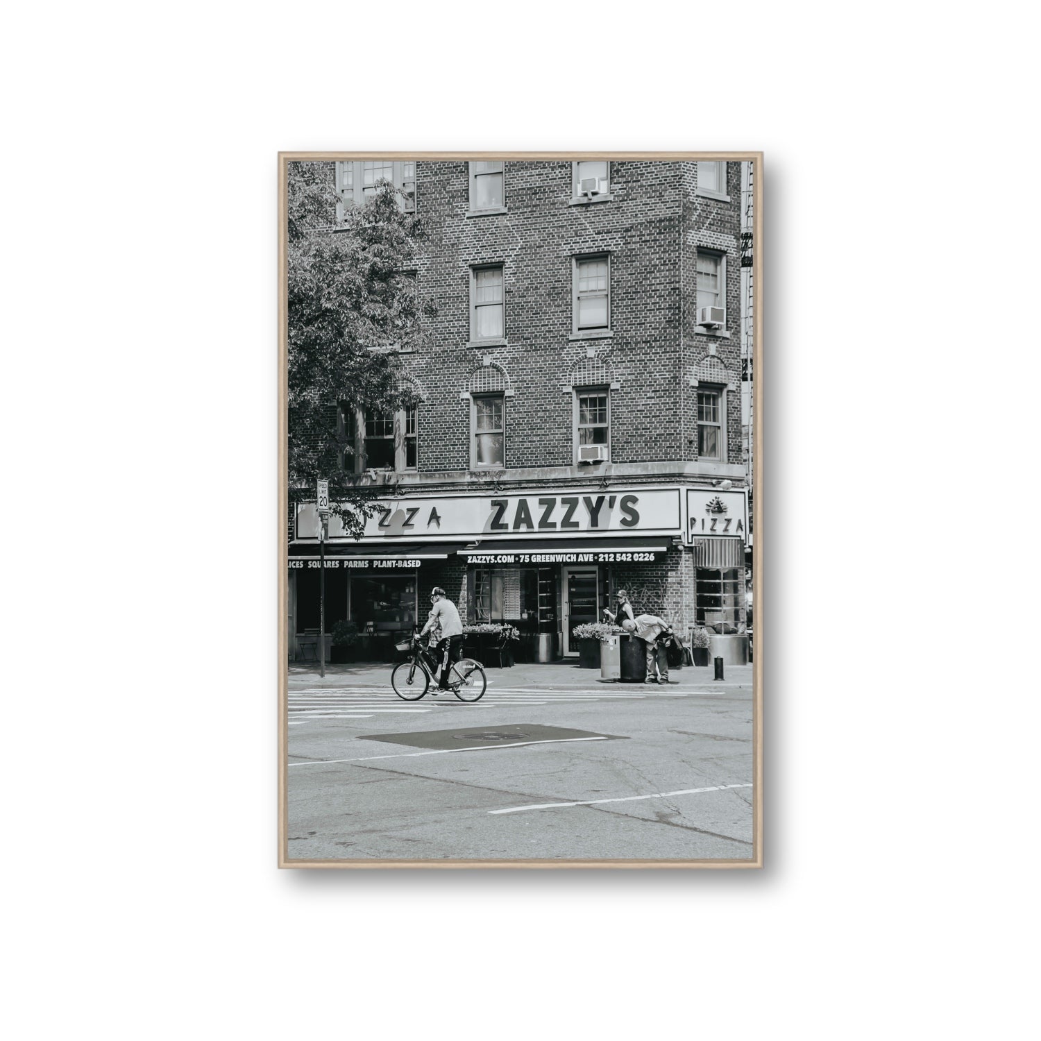 Zazzy's New York NYC Black & White wall art Giant fine art canvas in natural oak float frame