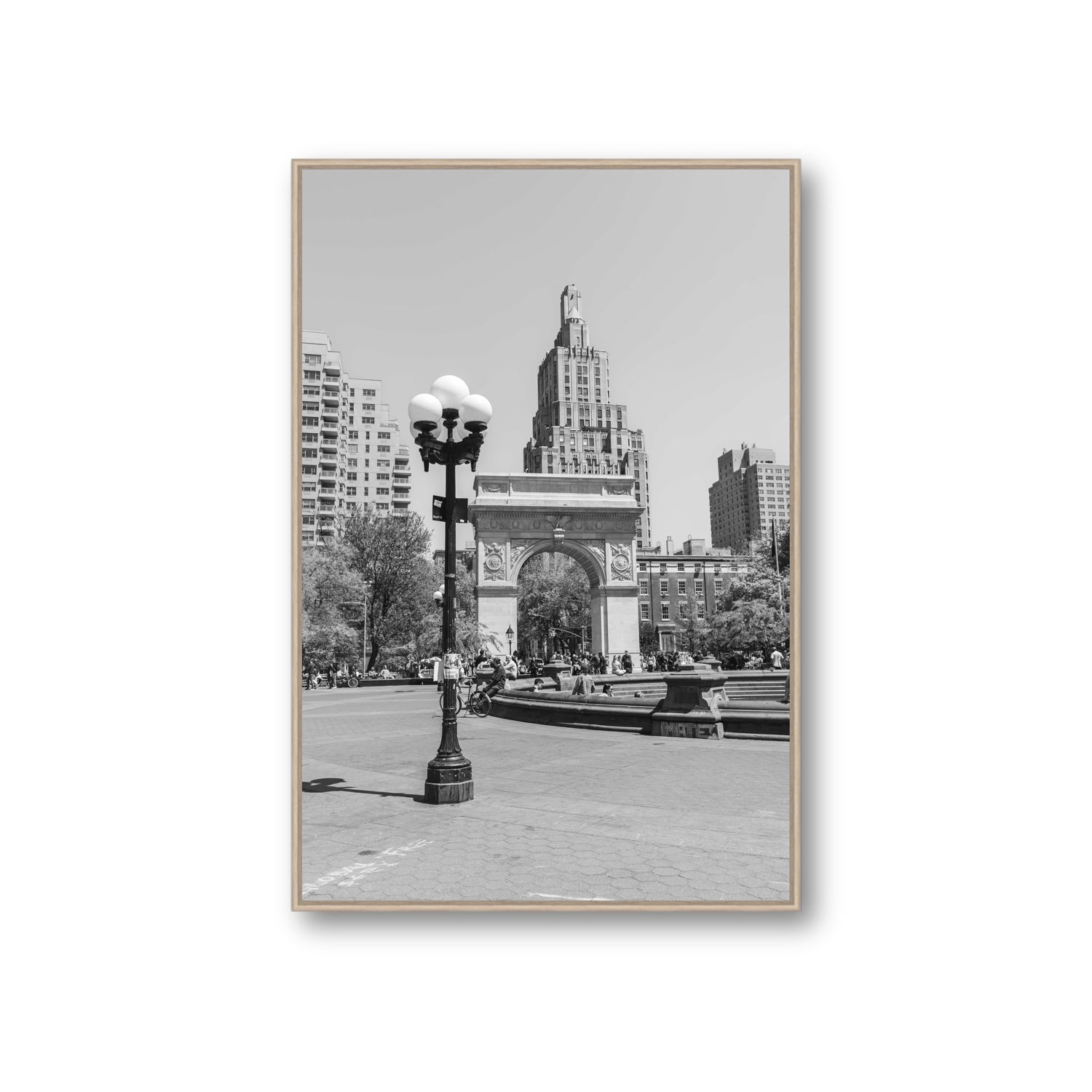 Pole Position New York NYC Black & White wall art Giant fine art canvas in natural oak float frame