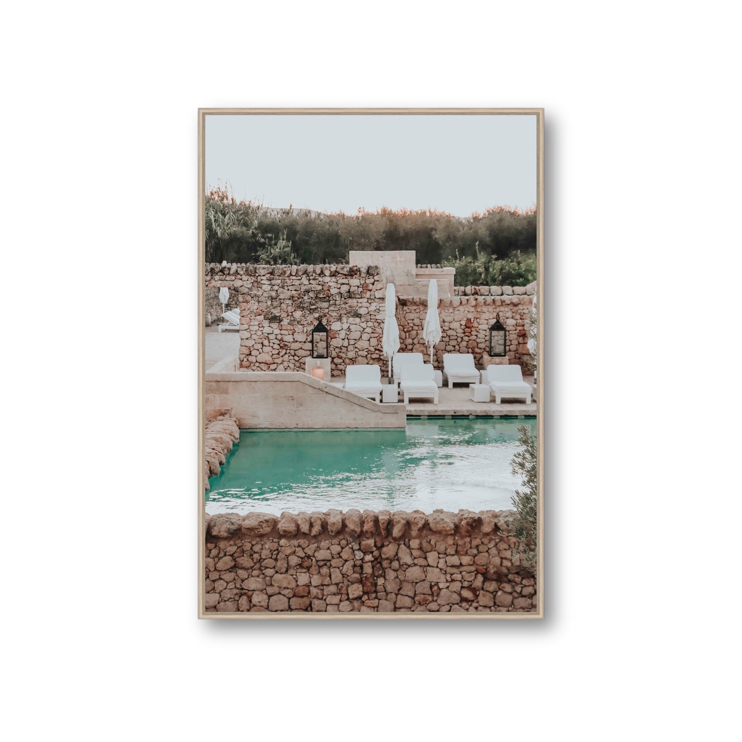 Stone Refuge fine art print, Puglia, Italy, Giant, Natural Oak Float Frame, Fine Art Canvas