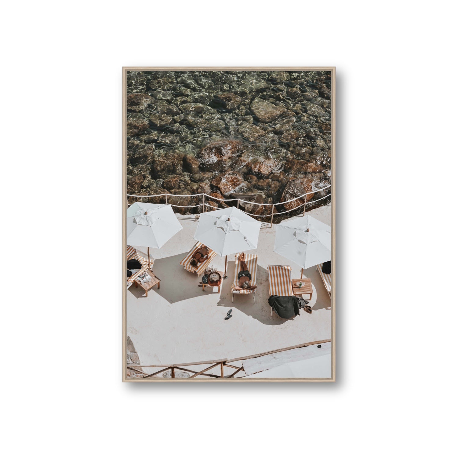 When Harry Met Sally Tuscany coastal wall art Giant fine art canvas in natural oak float frame