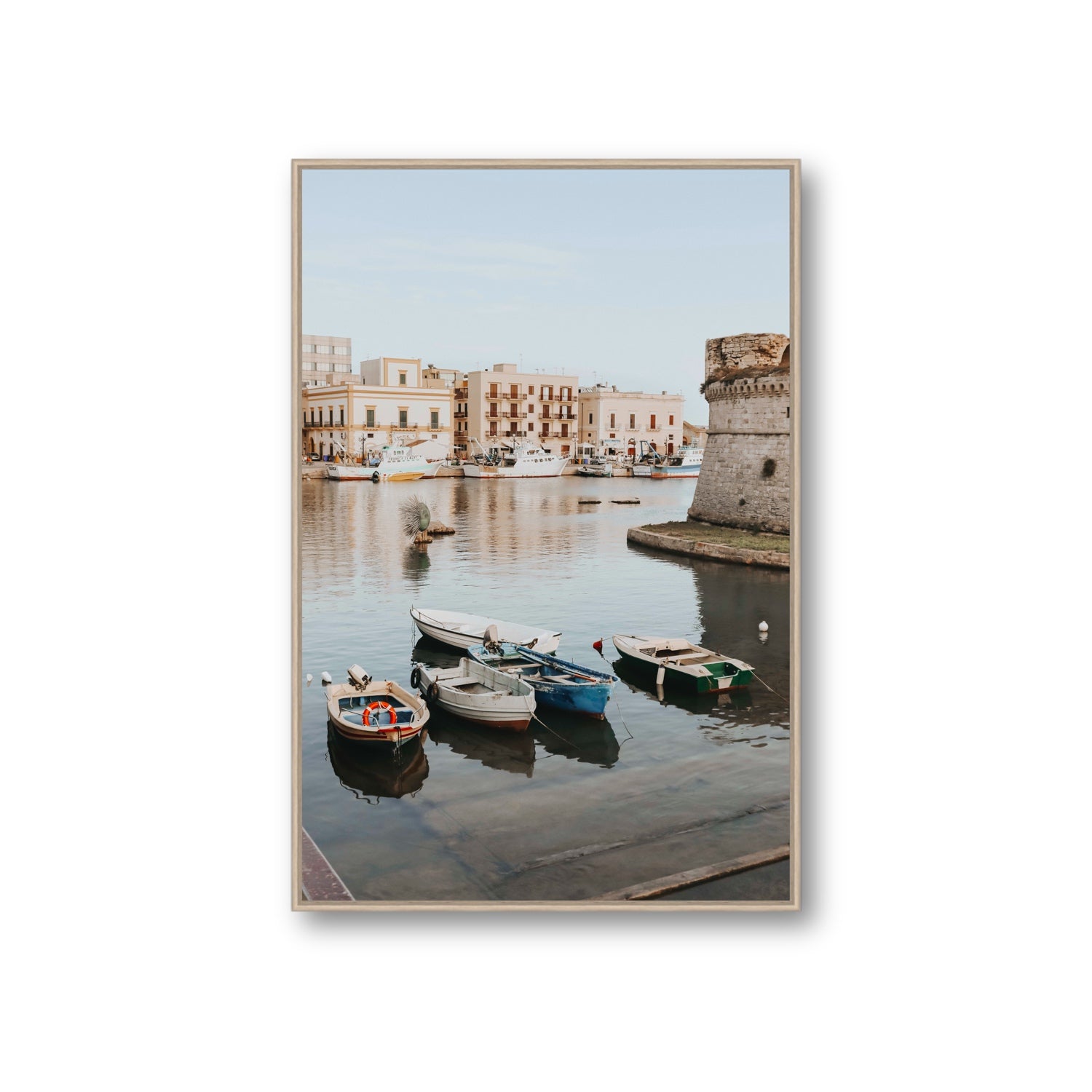 Fishing Legacy fine art print, Puglia, Italy, Giant, Natural Oak Float Frame, Fine Art Canvas