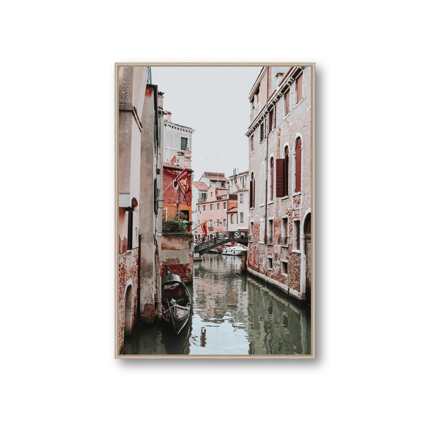 Laguna Veneta Venice Italian wall art Giant fine art canvas in natural oak float frame