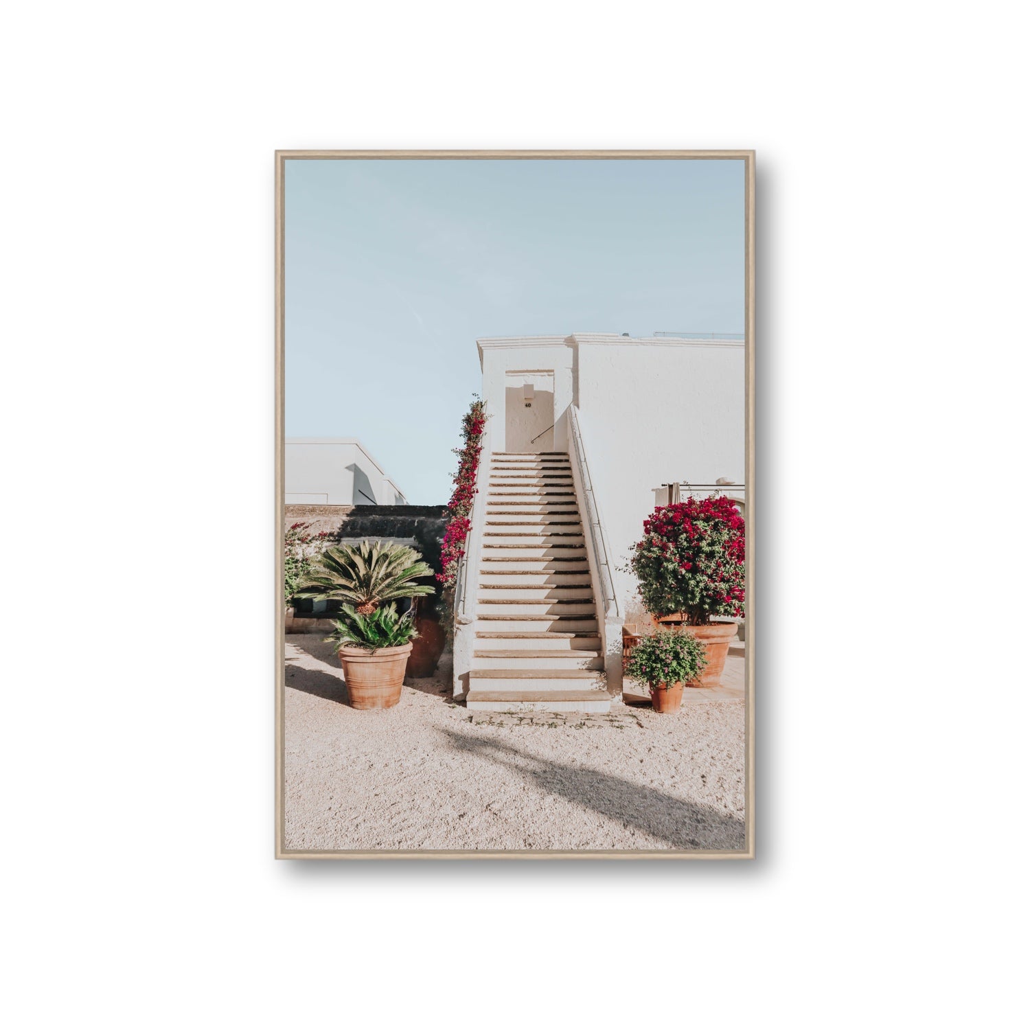 Tranquil Ascent Puglia Italian wall art Giant fine art canvas in natural oak float frame