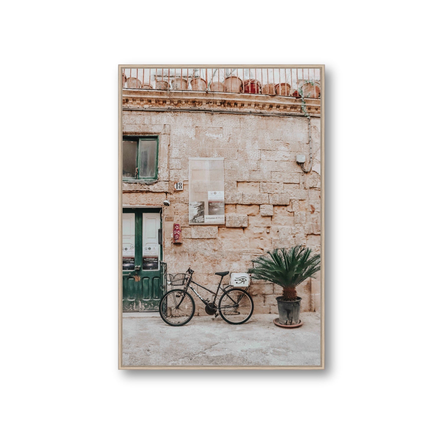 Salento Streets Puglia Lecce Italian wall art Giant fine art canvas in natural oak float frame