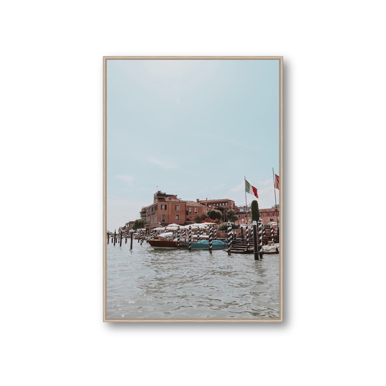 Giudecca Island Venice wall art Giant fine art canvas in natural oak float frame