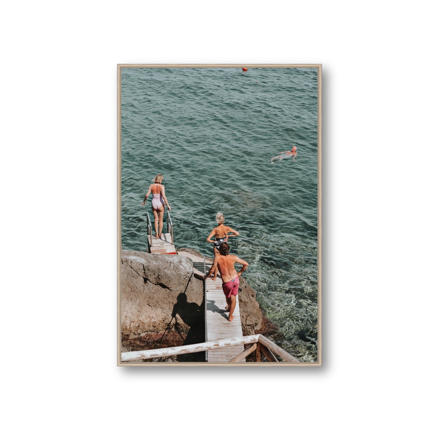 Freewheeling Spirit Tuscany coastal Italian wall art Giant fine art canvas in natural oak float frame