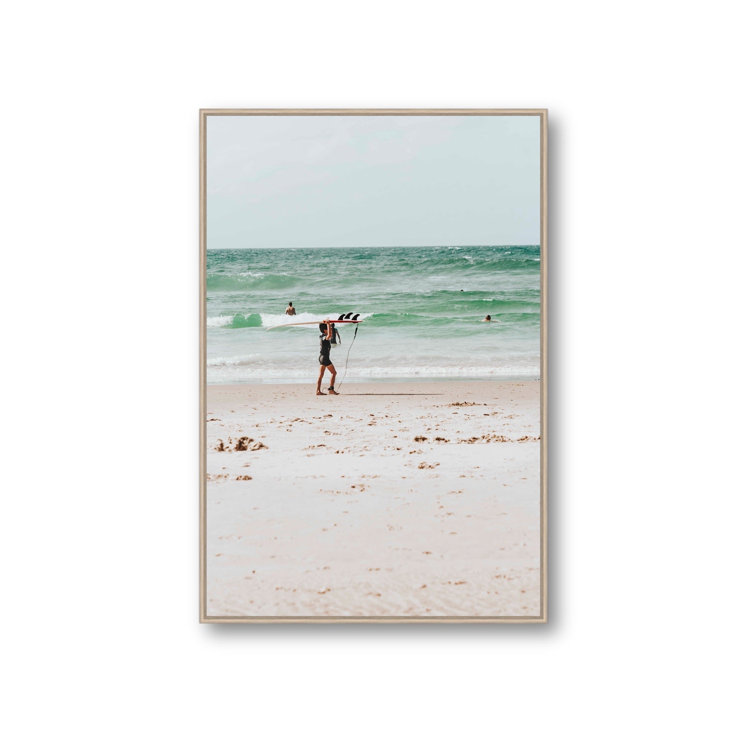 Grommet Byron Bay Surf coastal wall art Giant fine art canvas in natural oak float frame