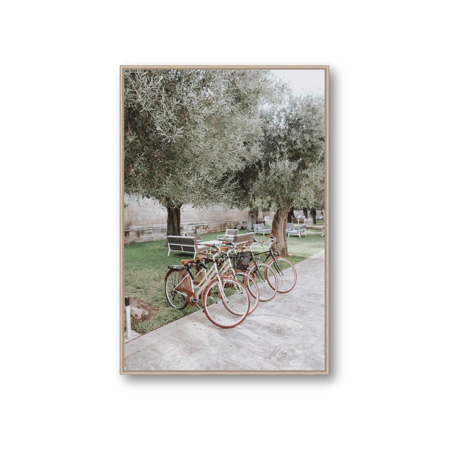 Classic Cruisers Puglia wall art Giant fine art canvas in natural oak float frame