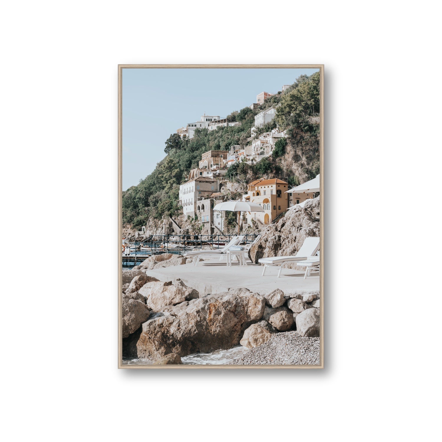 Dolce Coast Amalfi travel photography wall art giant fine art canvas in natural oak float frame