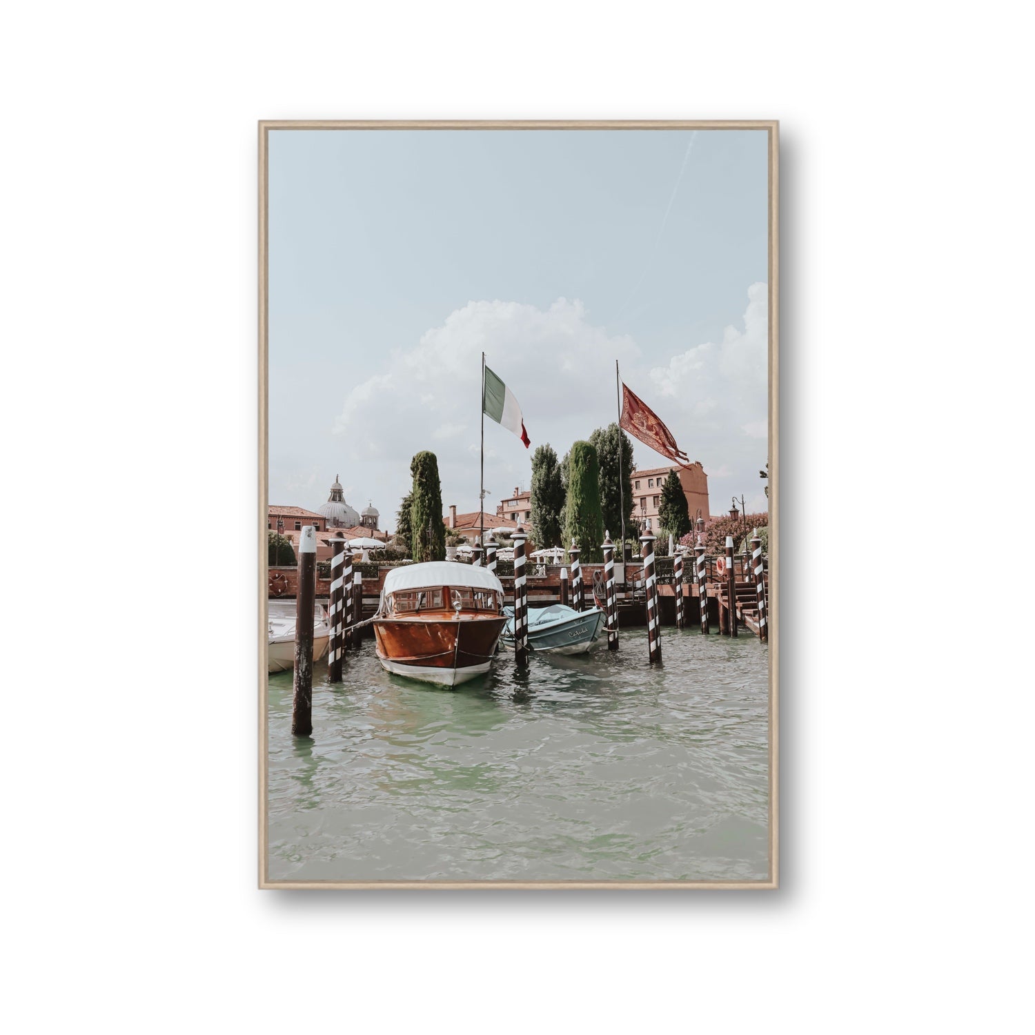 Cipriani Venice wall art Gallery fine art canvas in natural oak float frame