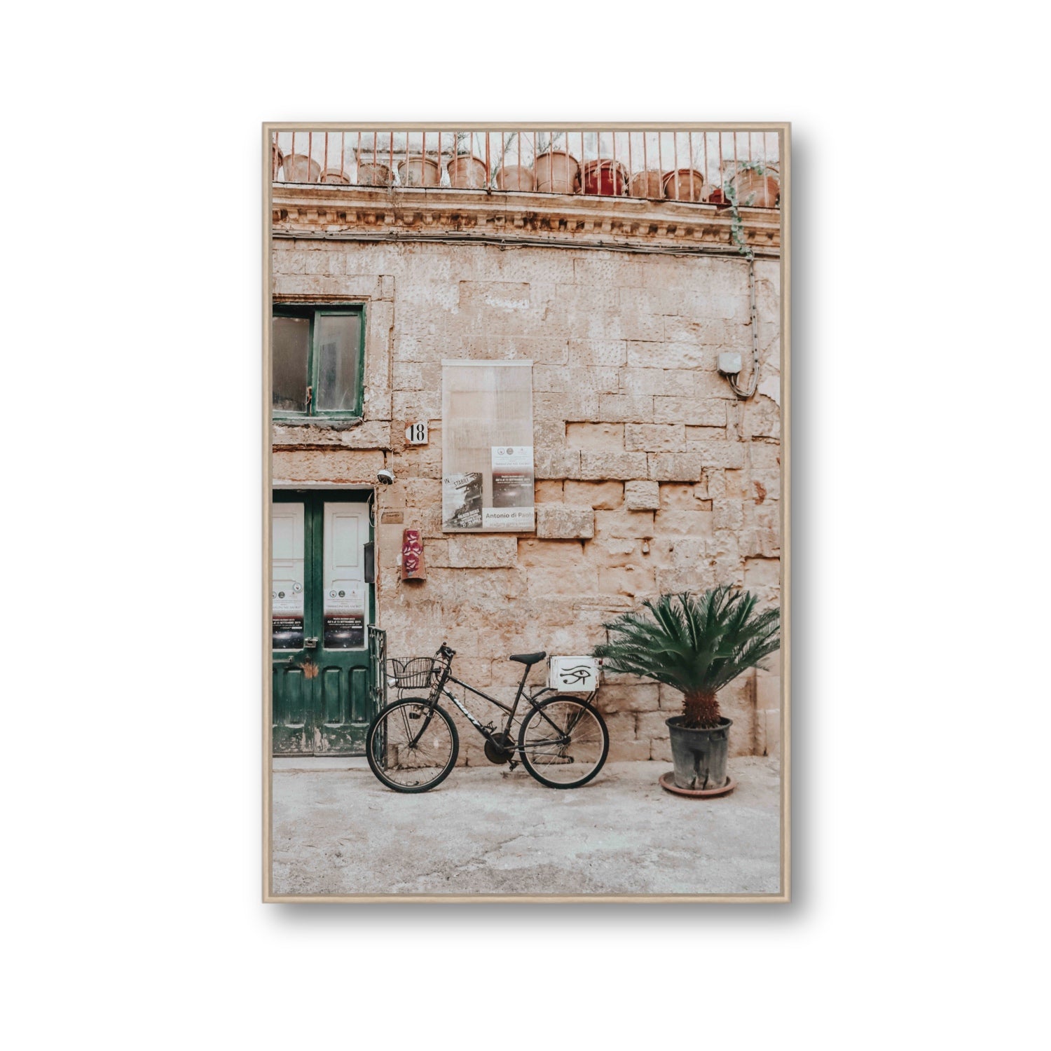 Salento Streets Puglia Lecce Italian wall art Gallery fine art canvas in natural oak float frame