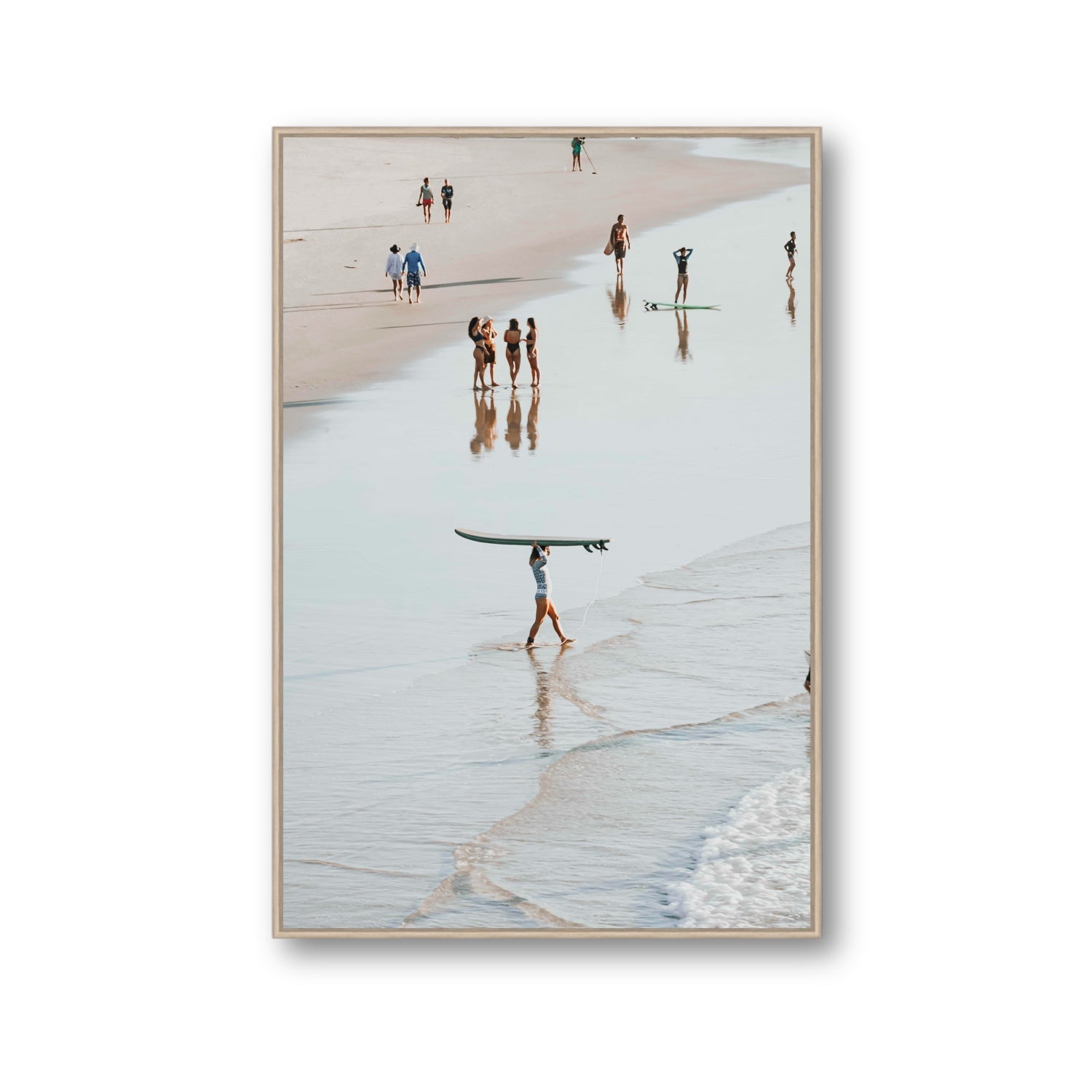 Bailey Byron Bay beach coastal decor wall art Gallery fine art canvas in natural oak float frame