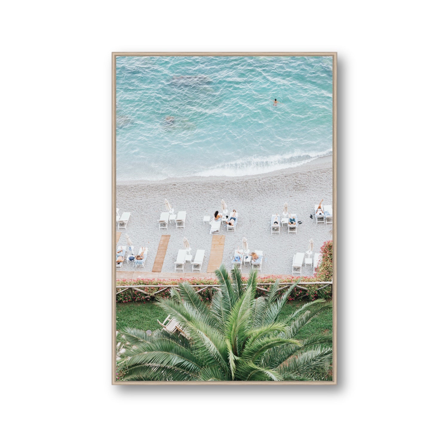 Paradiso Amalfi Mediterranean wall art Gallery fine art canvas in natural oak float frame