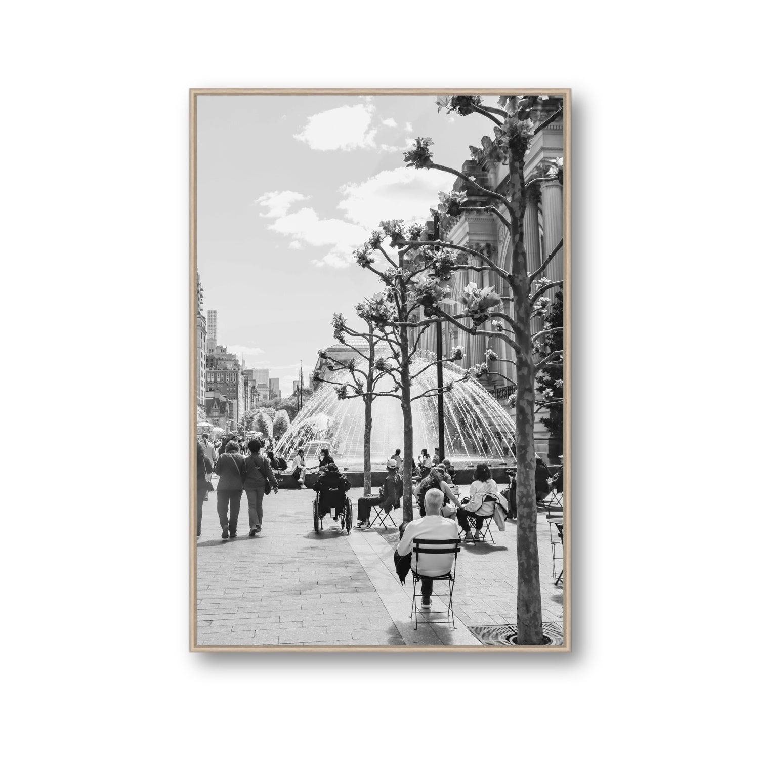 Luminary Noir New York NYC Black & White wall art Gallery fine art canvas in natural oak float frame