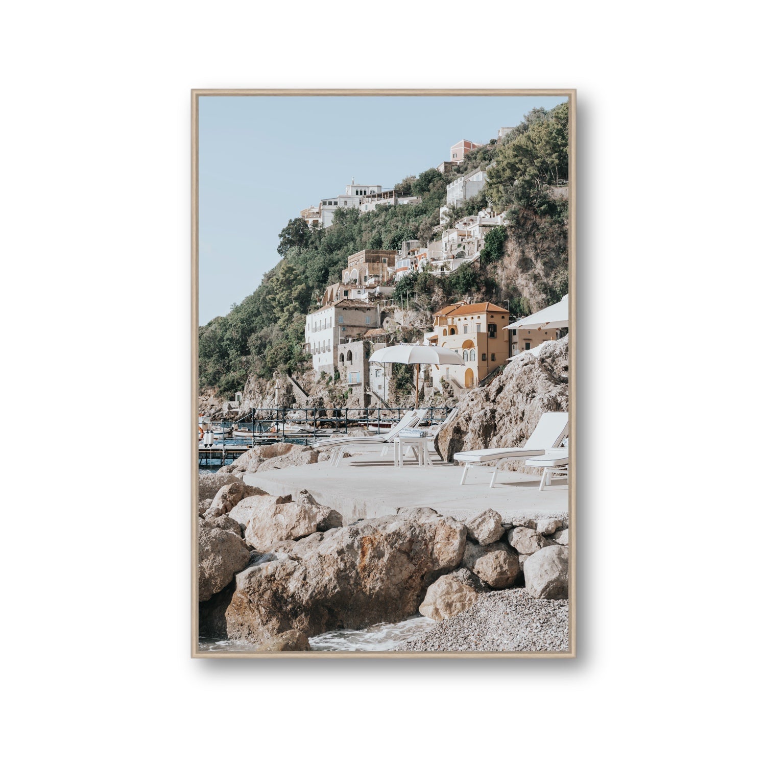 Dolce Coast Amalfi travel photography wall art gallery fine art canvas in natural oak float frame