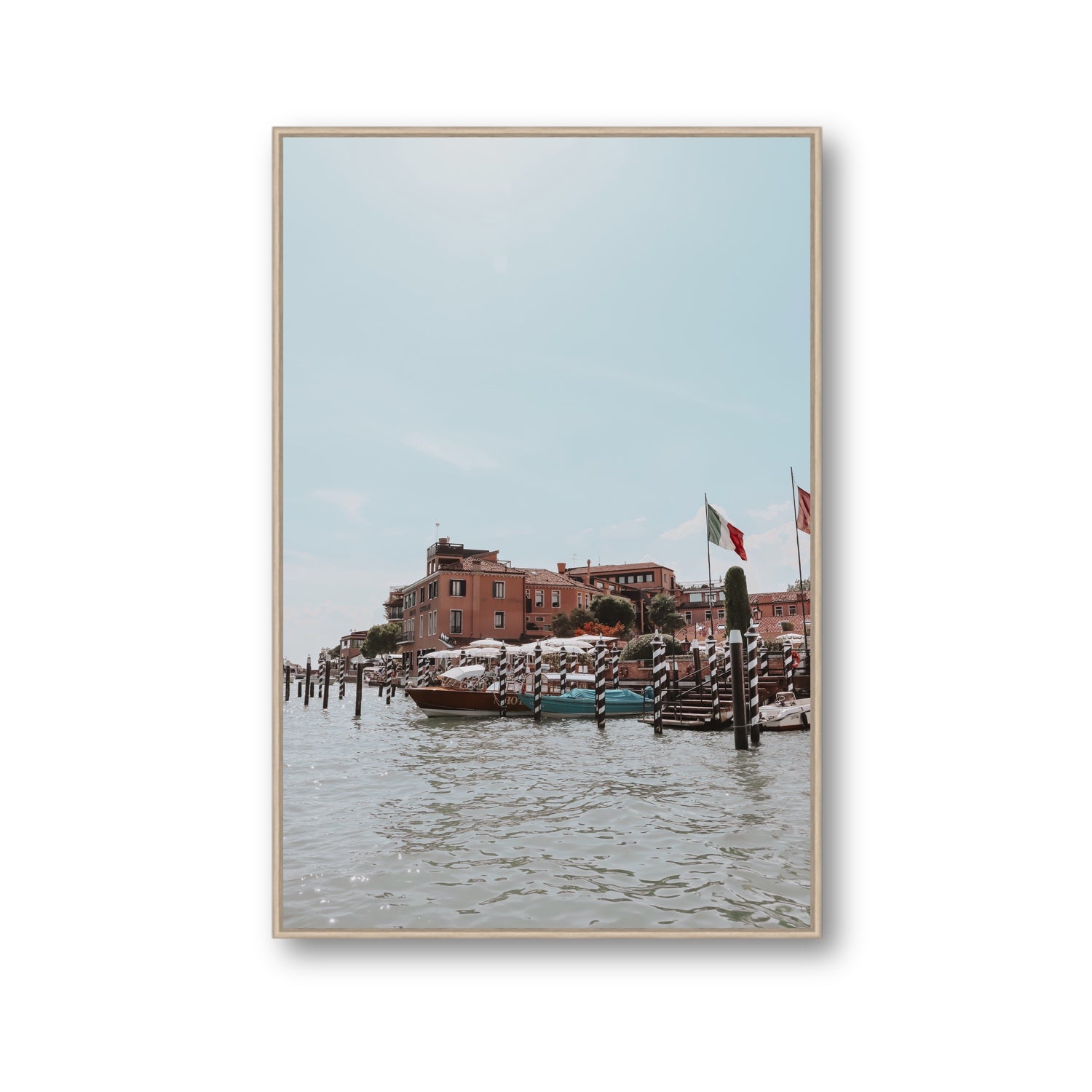 Giudecca Island Venice wall art Gallery fine art canvas in natural oak float frame