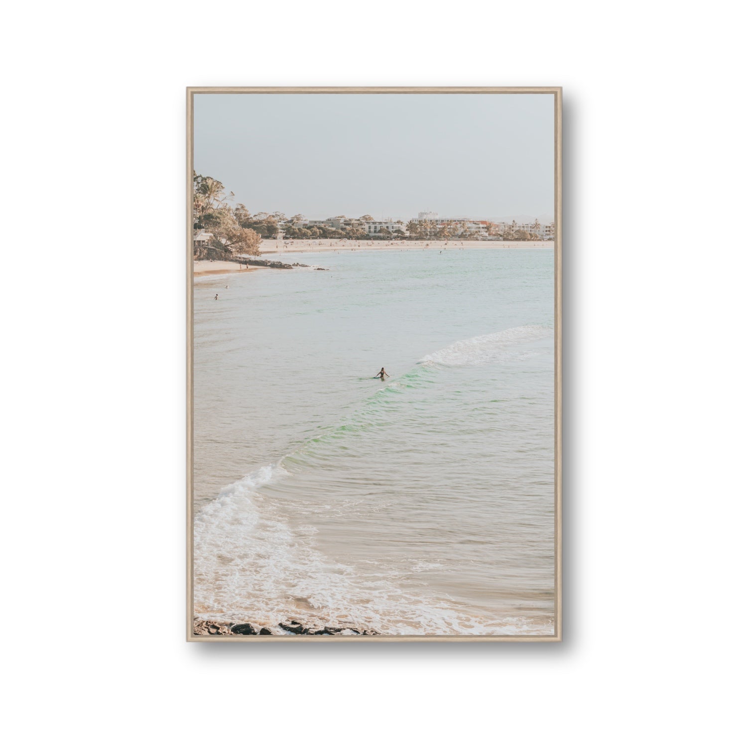 Salt Reverie fine art print, Noosa, Australia, coastal scenes artwork, Gallery, Natural Oak Float Frame, Fine Art Canvas