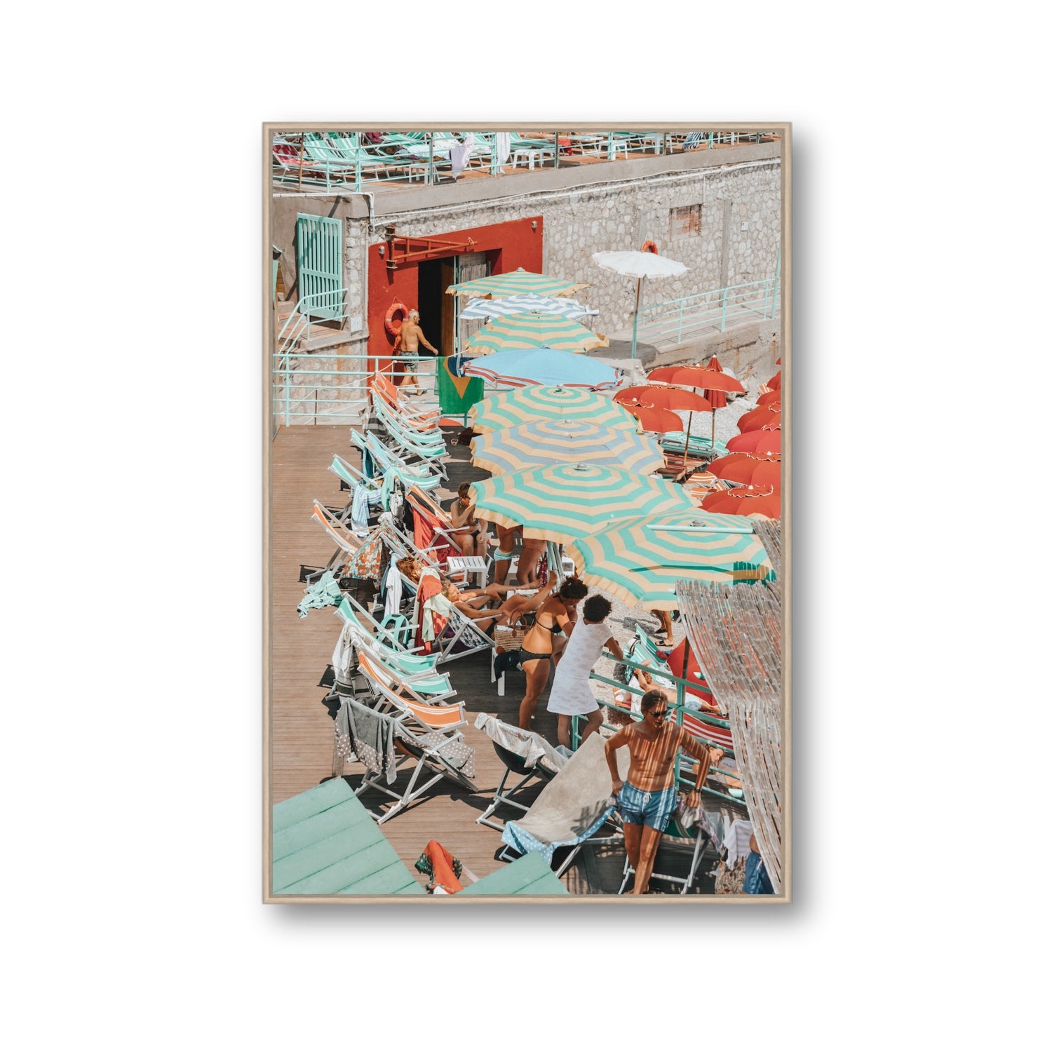 Colourful Canopy fine art print, Capri, Italy, Gallery, Natural Oak Float Frame, Fine Art Canvas