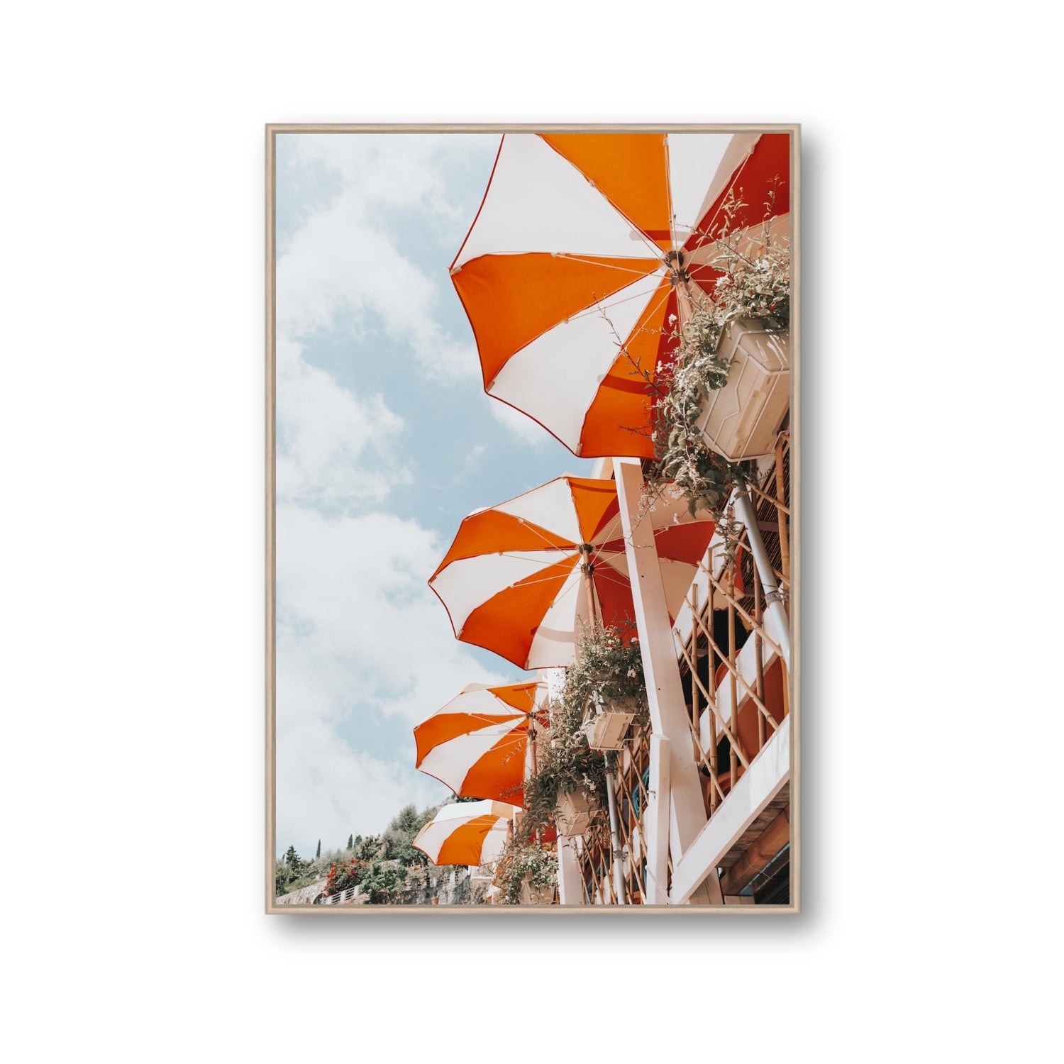 Mantienilo Semplice fine art print, Positano, Italy, Gallery, Natural Oak Float Frame, Fine Art Canvas