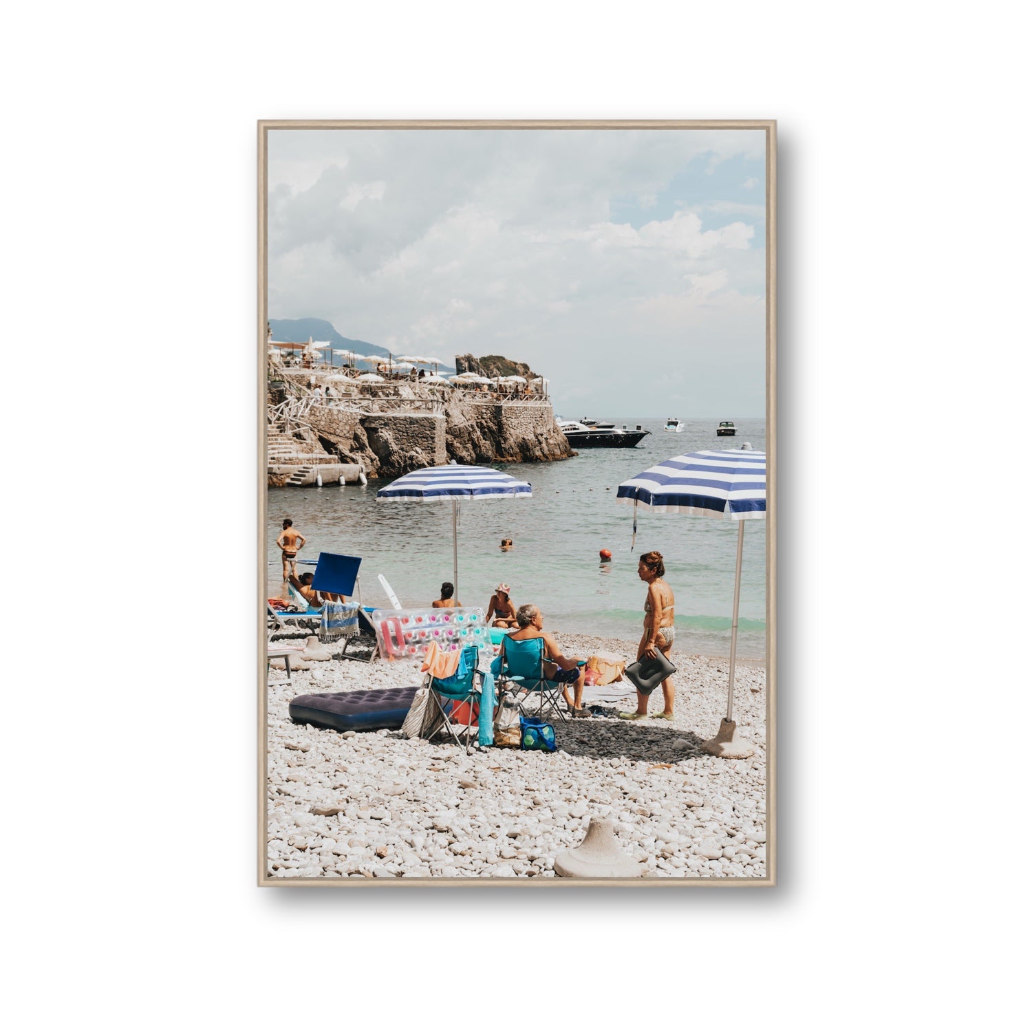 Couple Goals Nerano Amalfi Coast coastal wall art Gallery fine art canvas in natural oak float frame