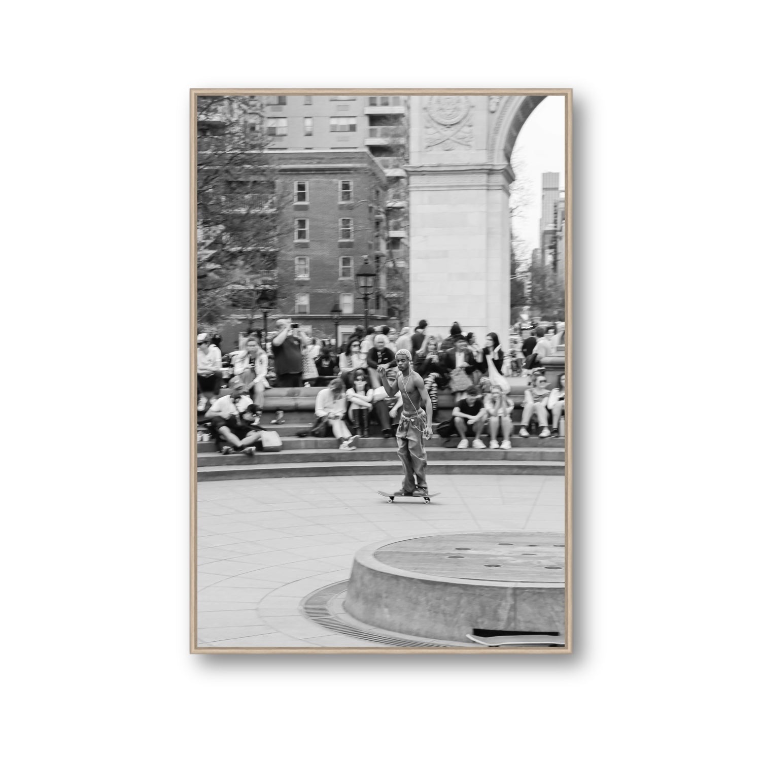 Parkside Pirouettes New York NYC Black & White wall art Gallery fine art canvas in natural oak float frame