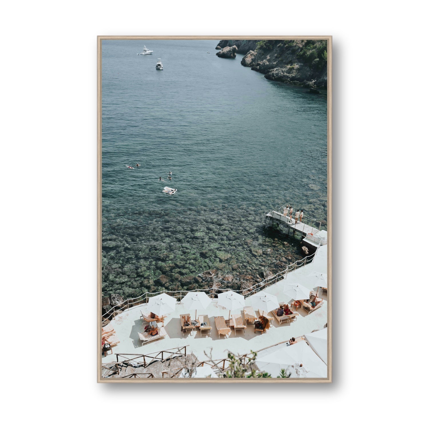 Until The Sun Goes Down Tuscany Italian decor wall art Statement fine art canvas in natural oak float frame