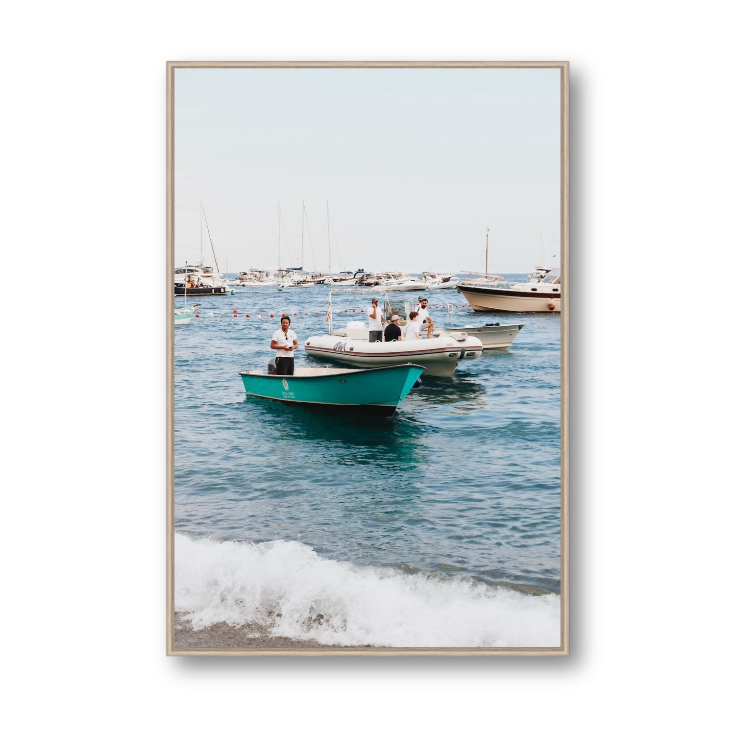 Twilight Tenders Positano wall art Statement fine art canvas in natural oak float frame