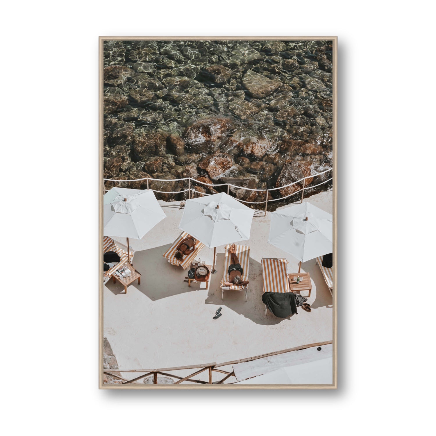 When Harry Met Sally Tuscany coastal wall art Statement fine art canvas in natural oak float frame