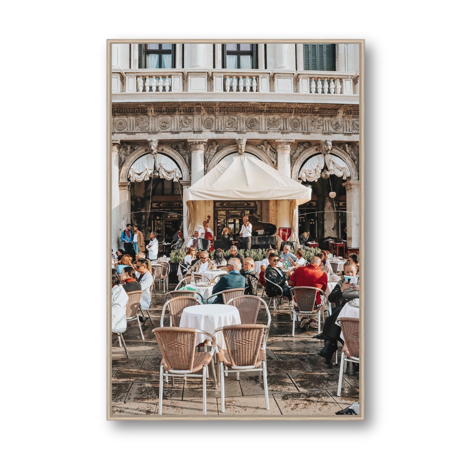 Piazza San Marco Venice Italian wall art Statement fine art canvas in natural oak float frame